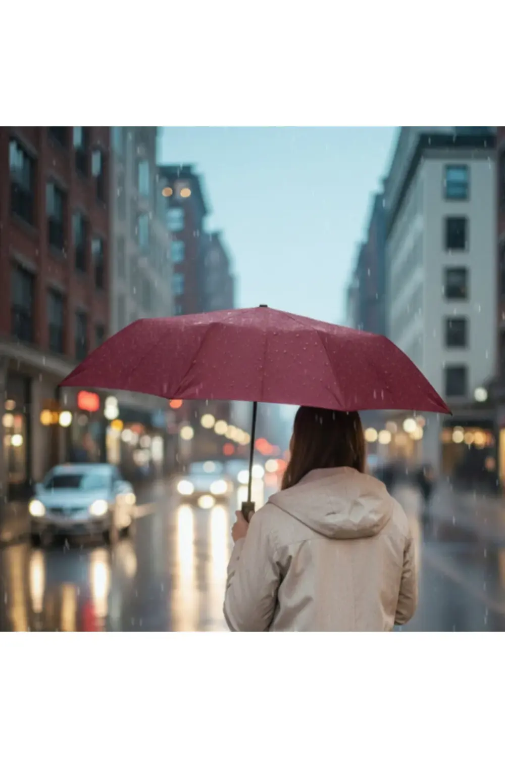 Bordo Kılıflı Otomatik Kompakt Şemsiye