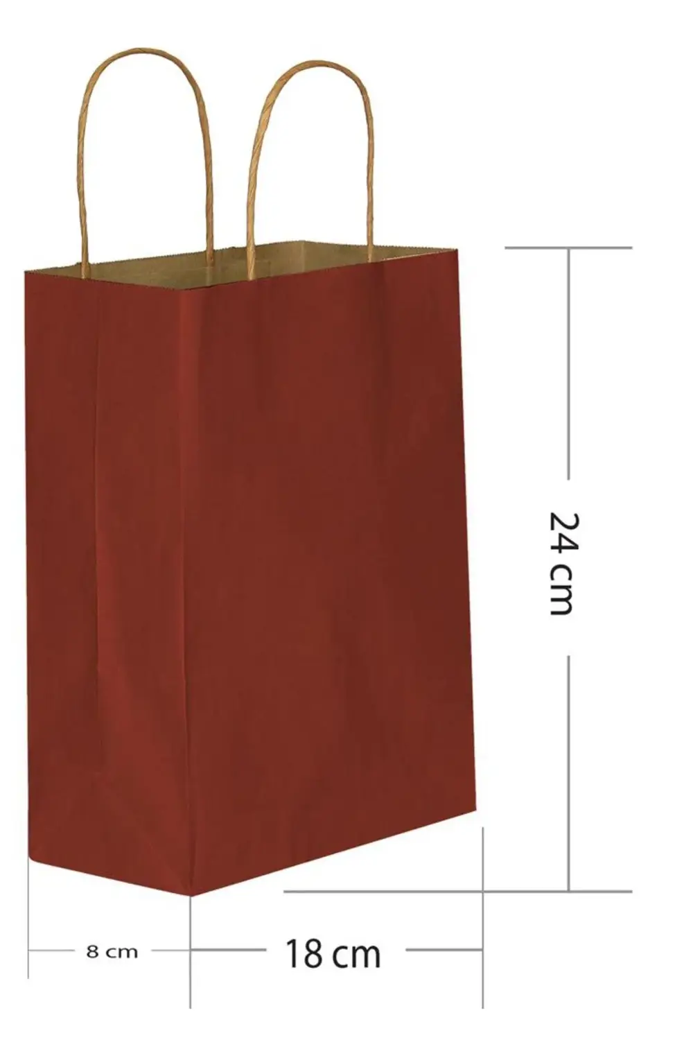 Bordo Kraft 25'li Hediye Çantası 18x8x24 cm