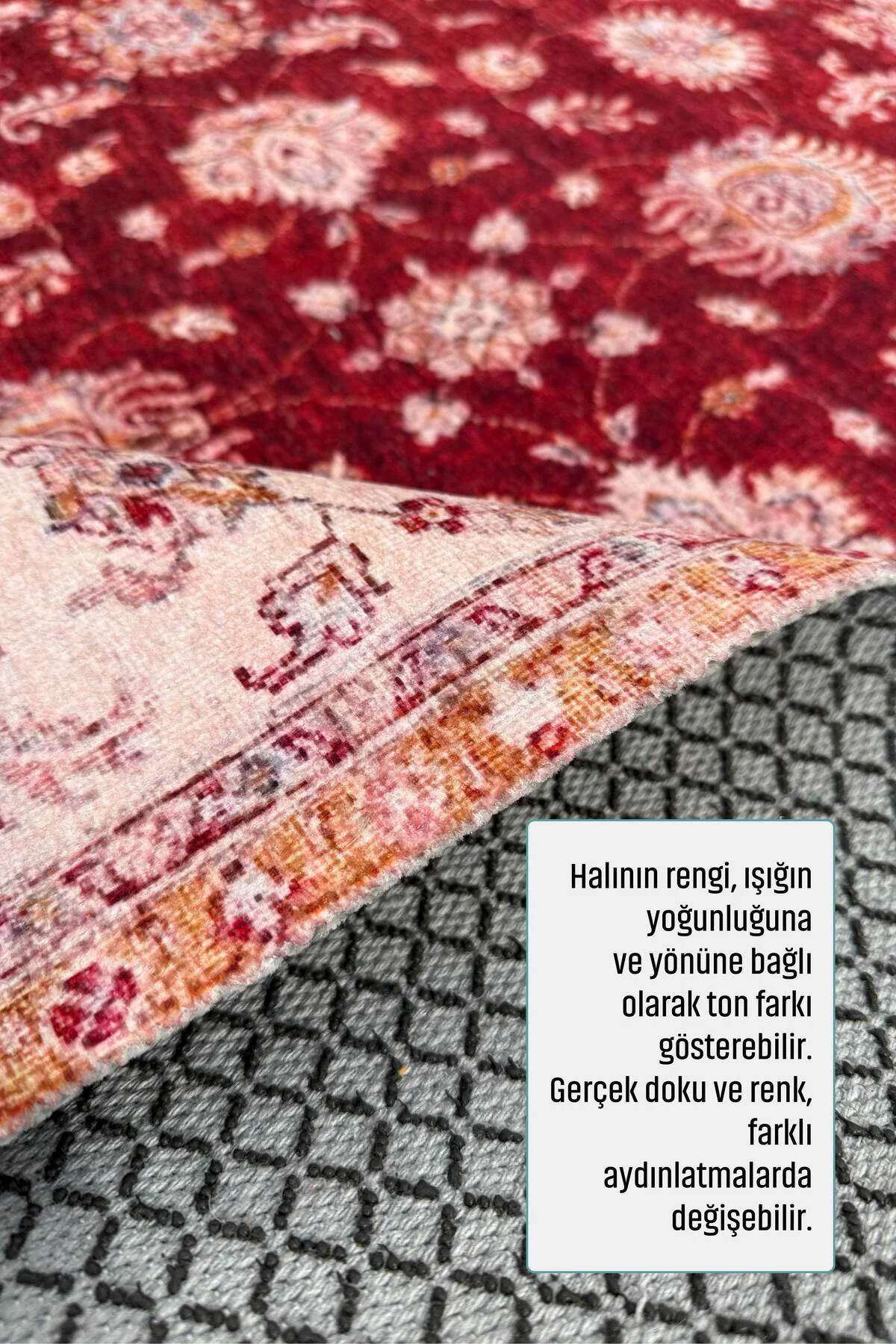 Bordo Krem Klasik Şönil Halı Kilim Yolluk Yıkanabilir Kaymaz Otur