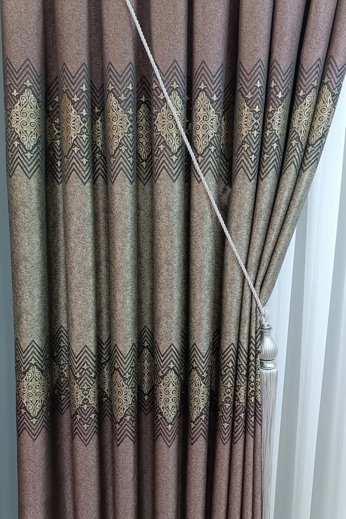 Bordo Pano Fon Perde Sık Pileli