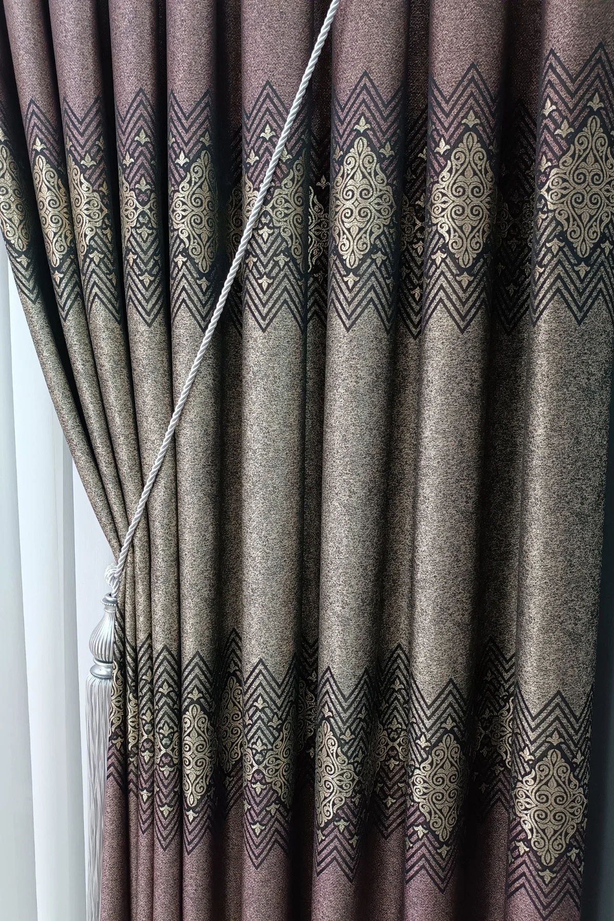 Bordo Pano Fon Perde Sık Pileli