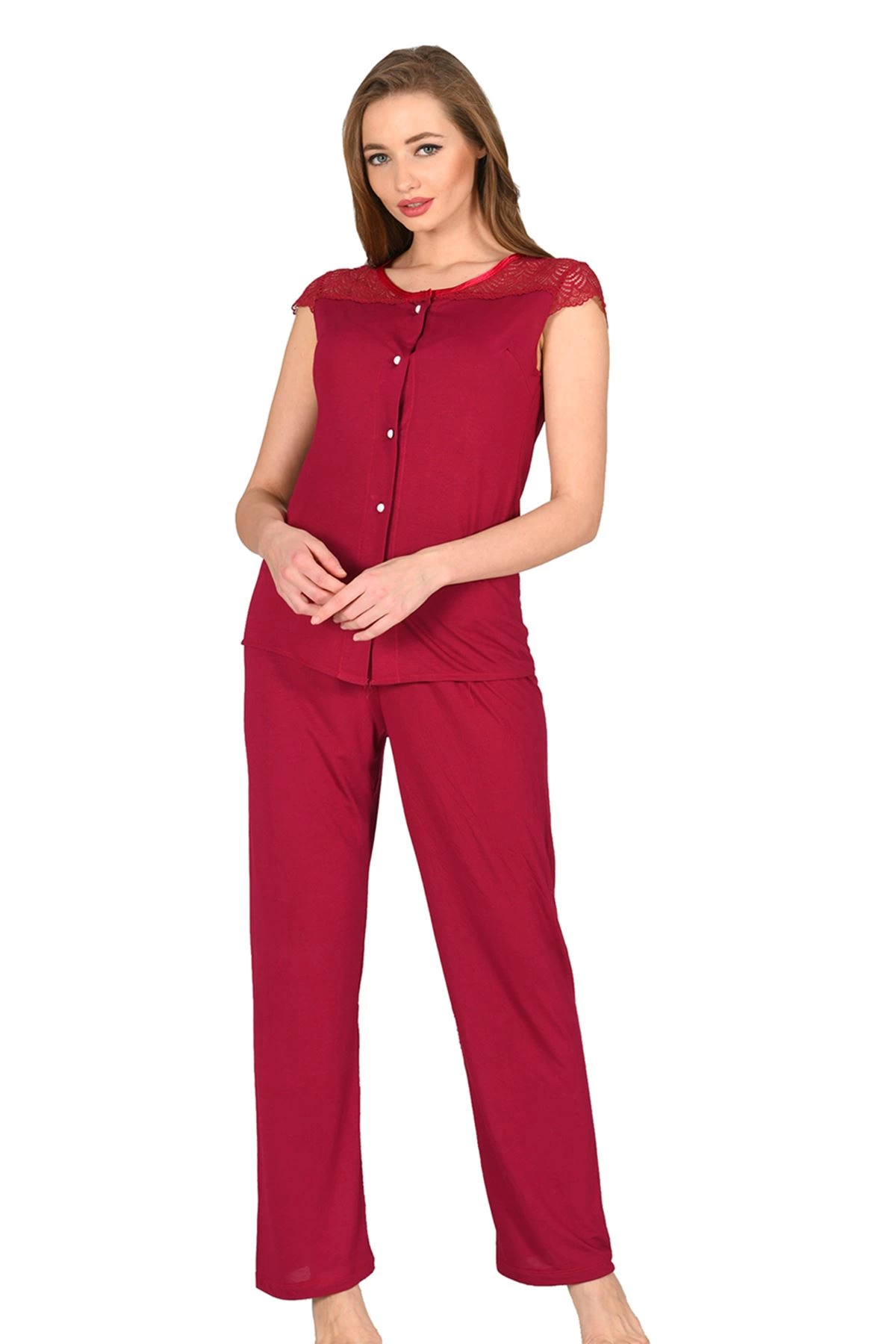 Byntr Bordo Penye Pijama Takimi - 1632