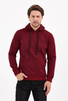 Bordo Renk Kanguru Cepli Kapüşonlu Sweatshirt 1205 - BORDO