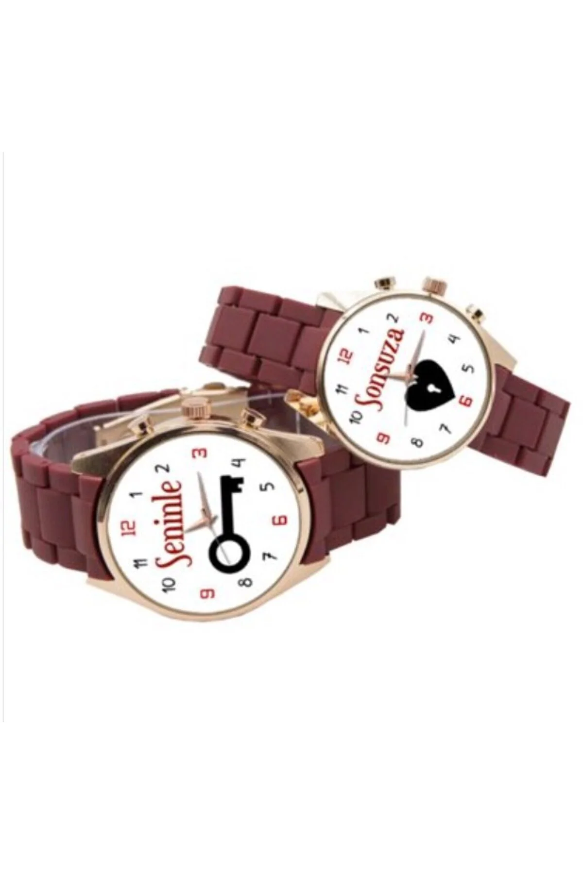 Bordo Renk Sevgili Saatleri Sevgiliye Hediye Sevgili Saati-ckwatch