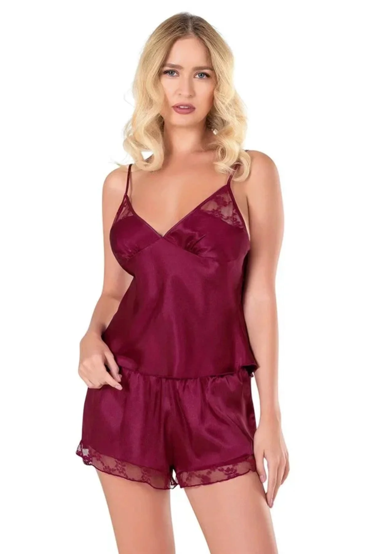 Bordo Saten Babydoll Şort Takımı Fiyatı, Yorumları ve Özellikleri