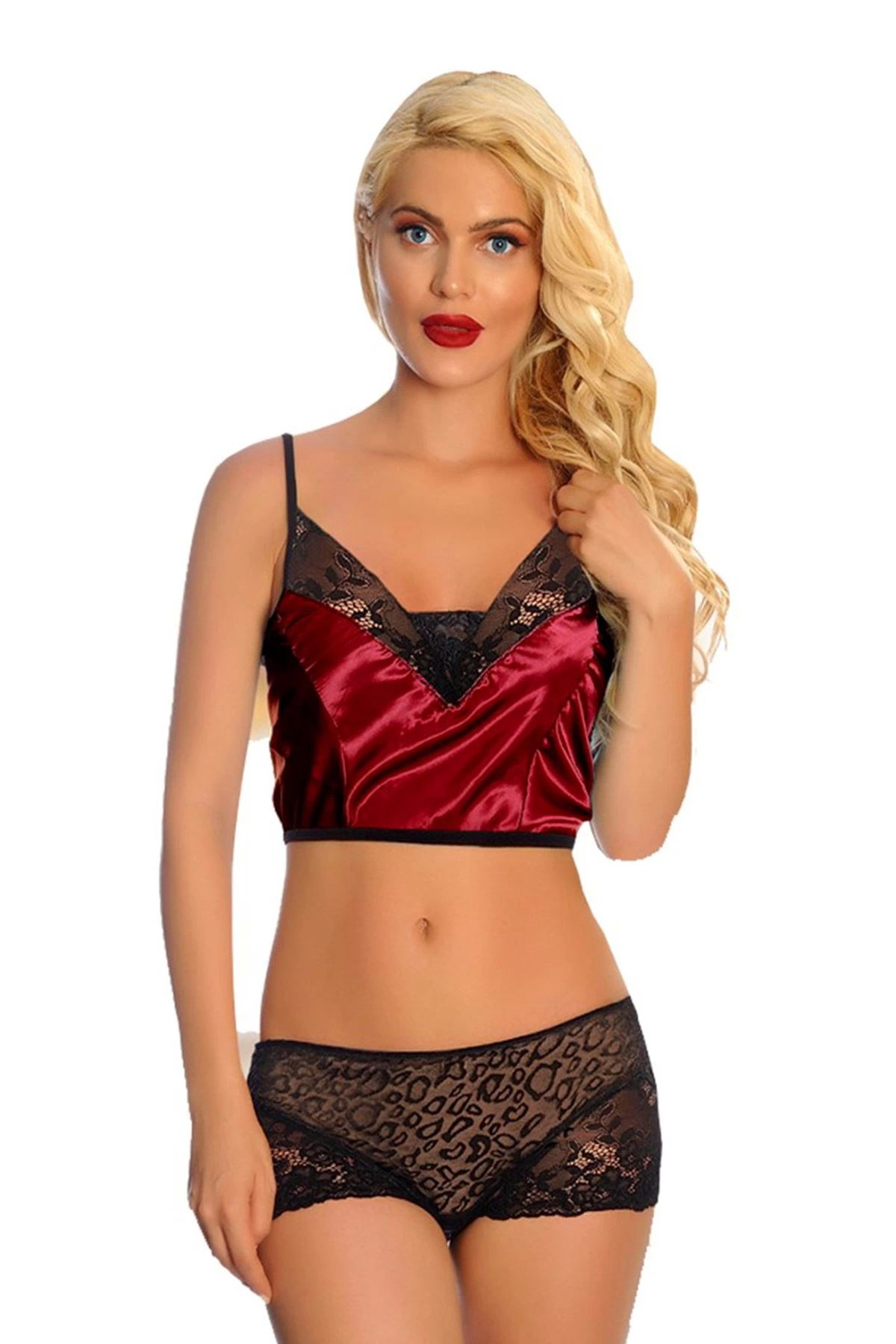 Bordo Saten Dantelli Babydoll Şortlu Takım - 288 Bordo Saten Dantelli Babydoll Şortlu Takım - 288 Fiyatı, Yorumları ve Özellikleri