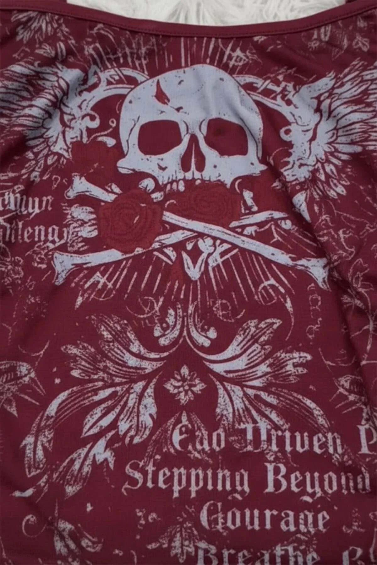 Bordo Skull Ambition Gotik Rose Grunge Y2K Askılı Crop Bordo Skull Ambition Gotik Rose Grunge Y2K Askılı Crop