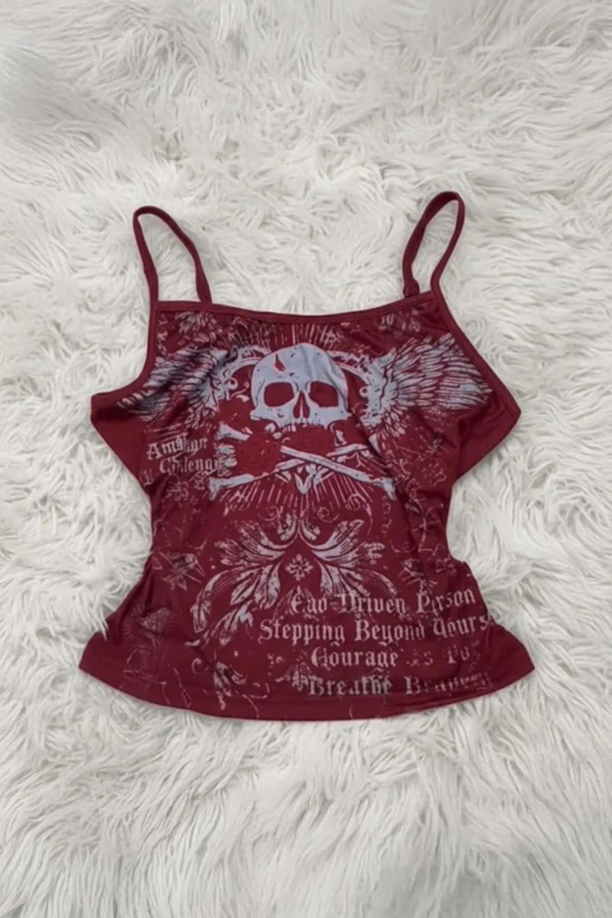 Bordo Skull Ambition Gotik Rose Grunge Y2K Askılı Crop Bordo Skull Ambition Gotik Rose Grunge Y2K Askılı Crop