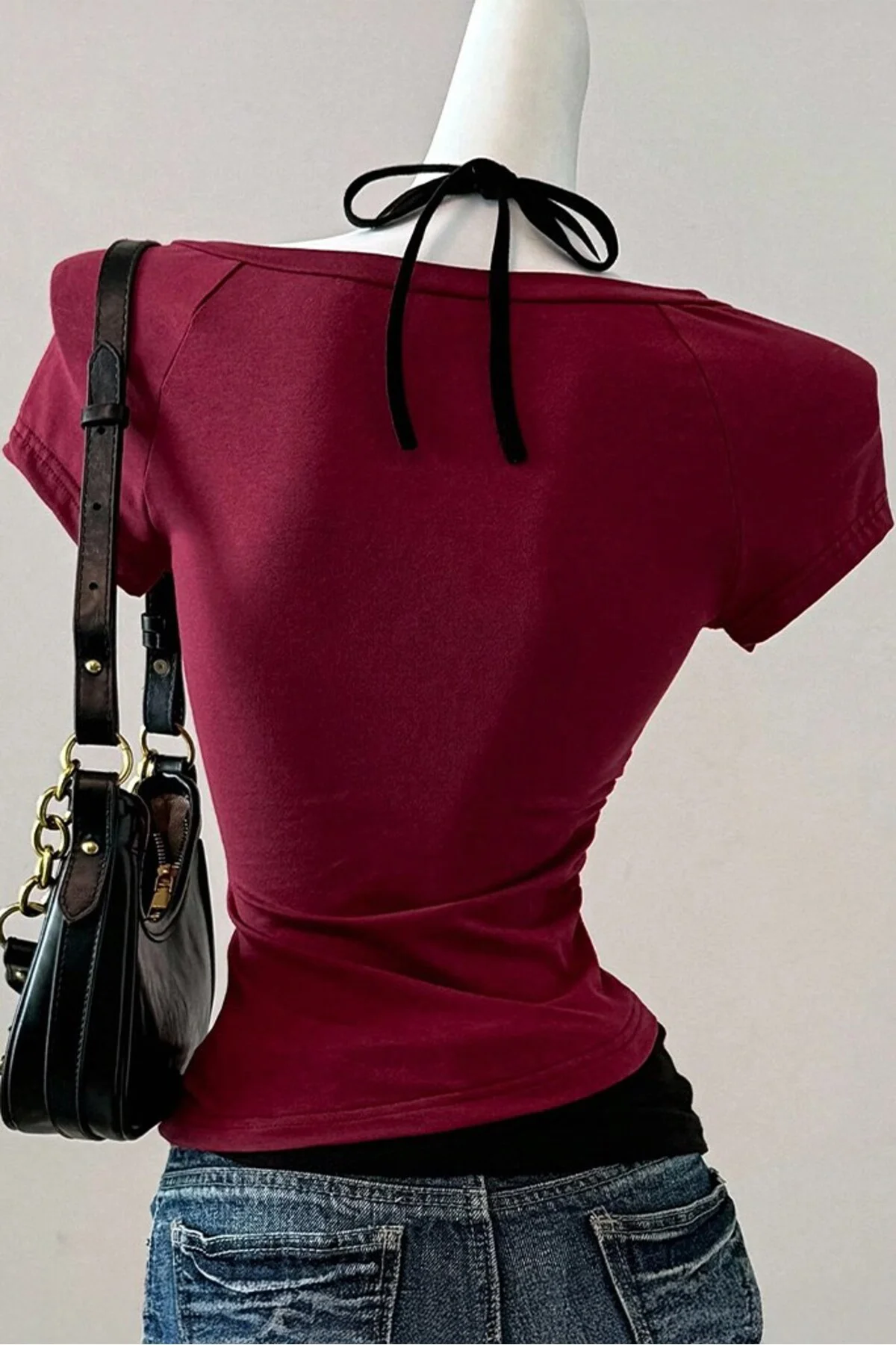 Bordo Vintage Modern Life Ek Askılı Y2K Kısa Kollu Crop Fiyatı, Yorumları ve Özellikleri