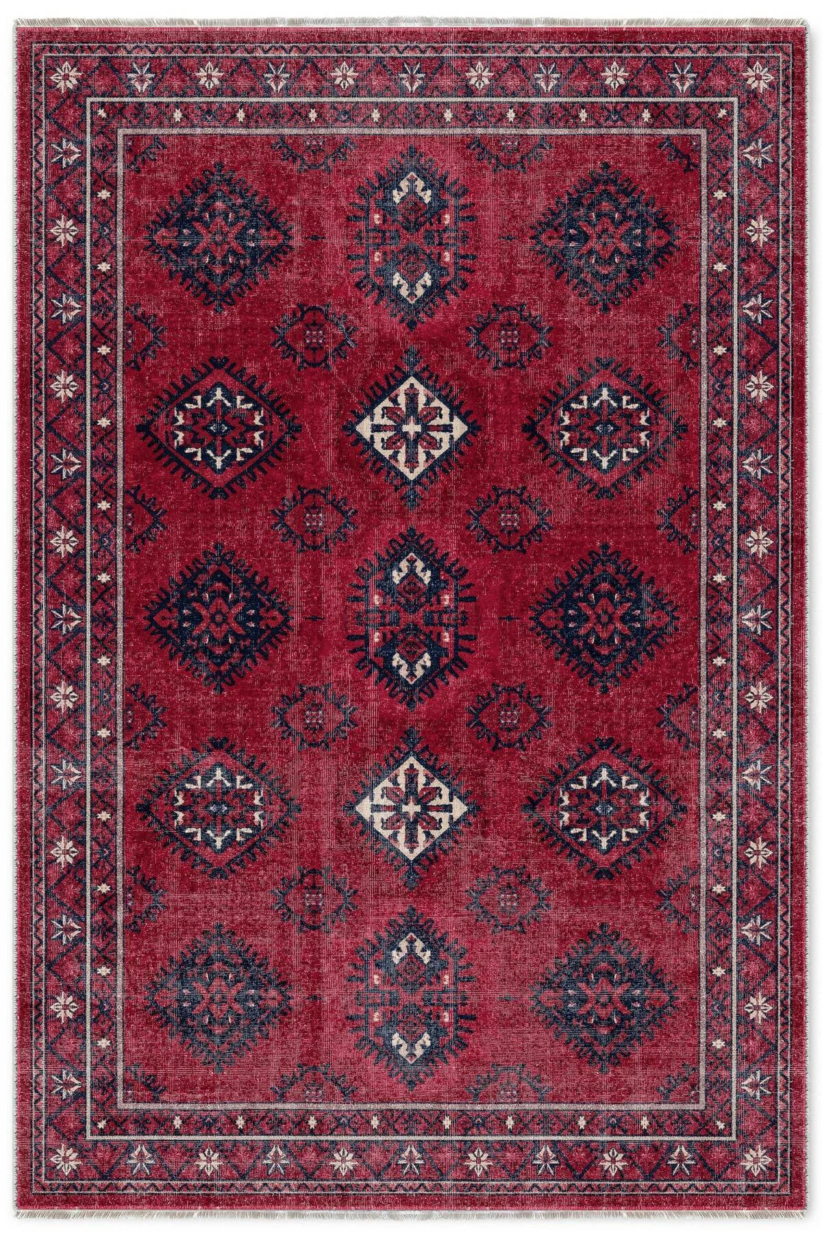 Bordo Vişne Eskitme Şönil Halı Kilim Yolluk Kaymaz Yıkanabilir Salon Mutfak Koridor