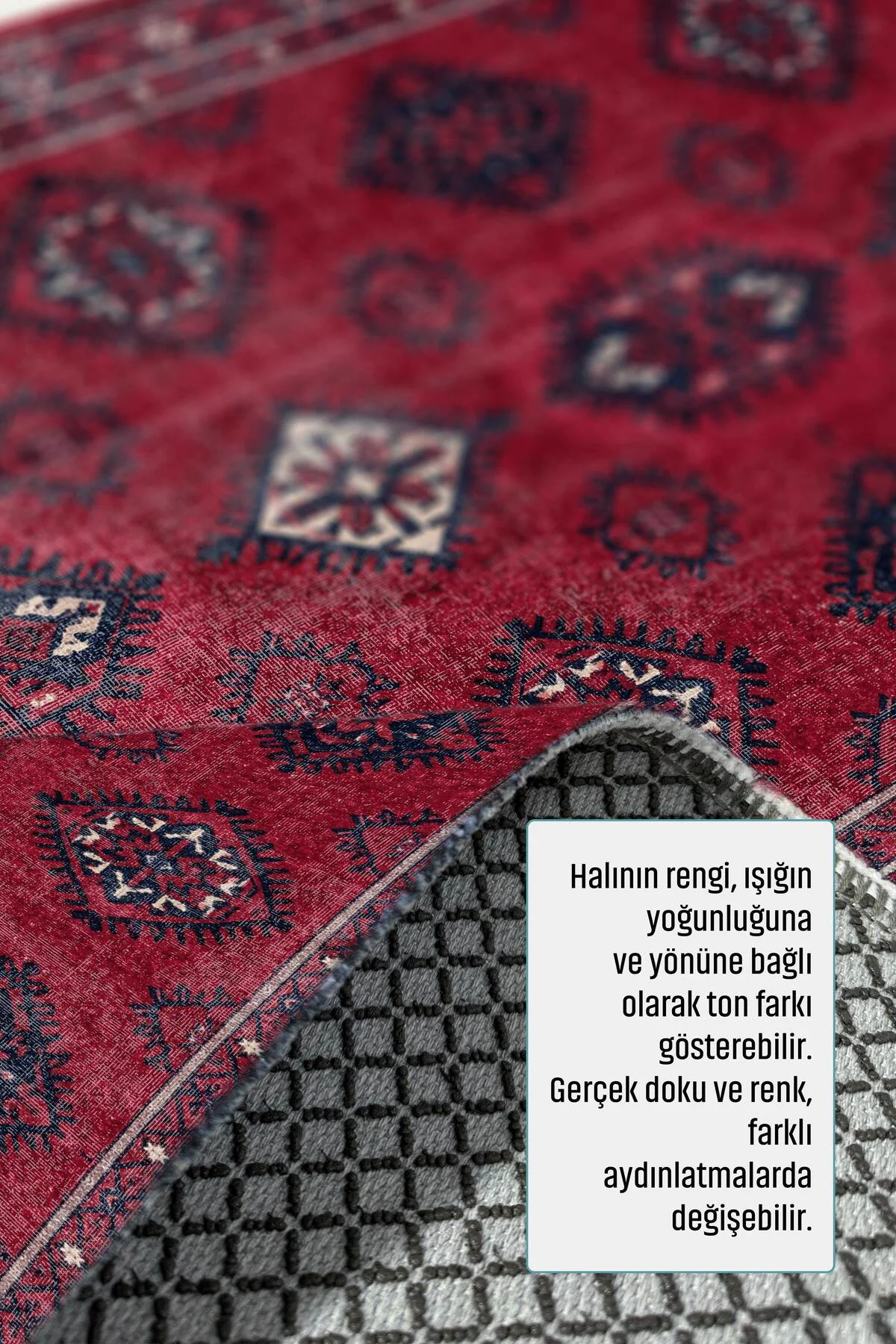 Bordo Vişne Eskitme Şönil Halı Kilim Yolluk Kaymaz Yıkanabilir Sa