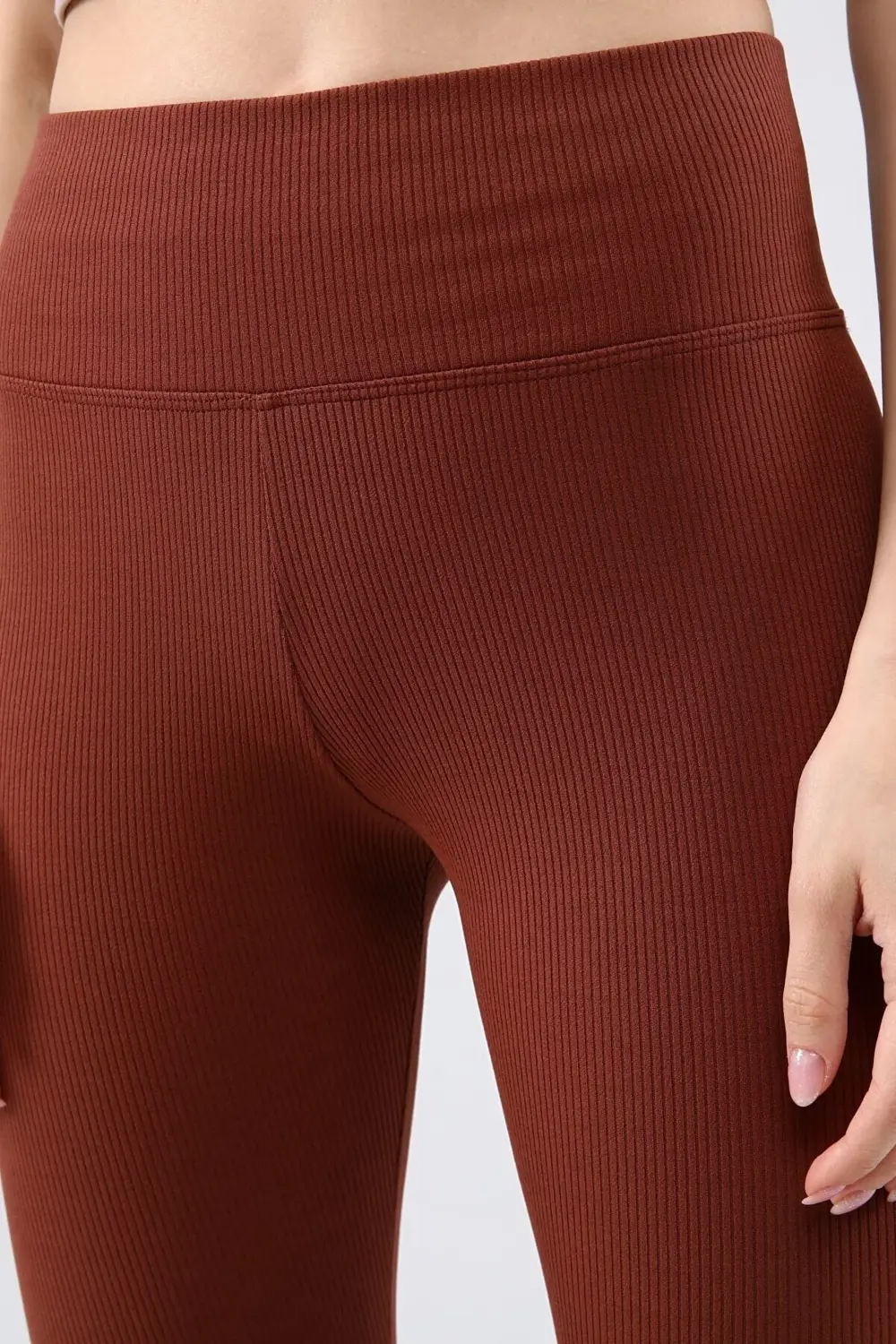 Bordo Yüksek Bel Fitilli Tayt 0608