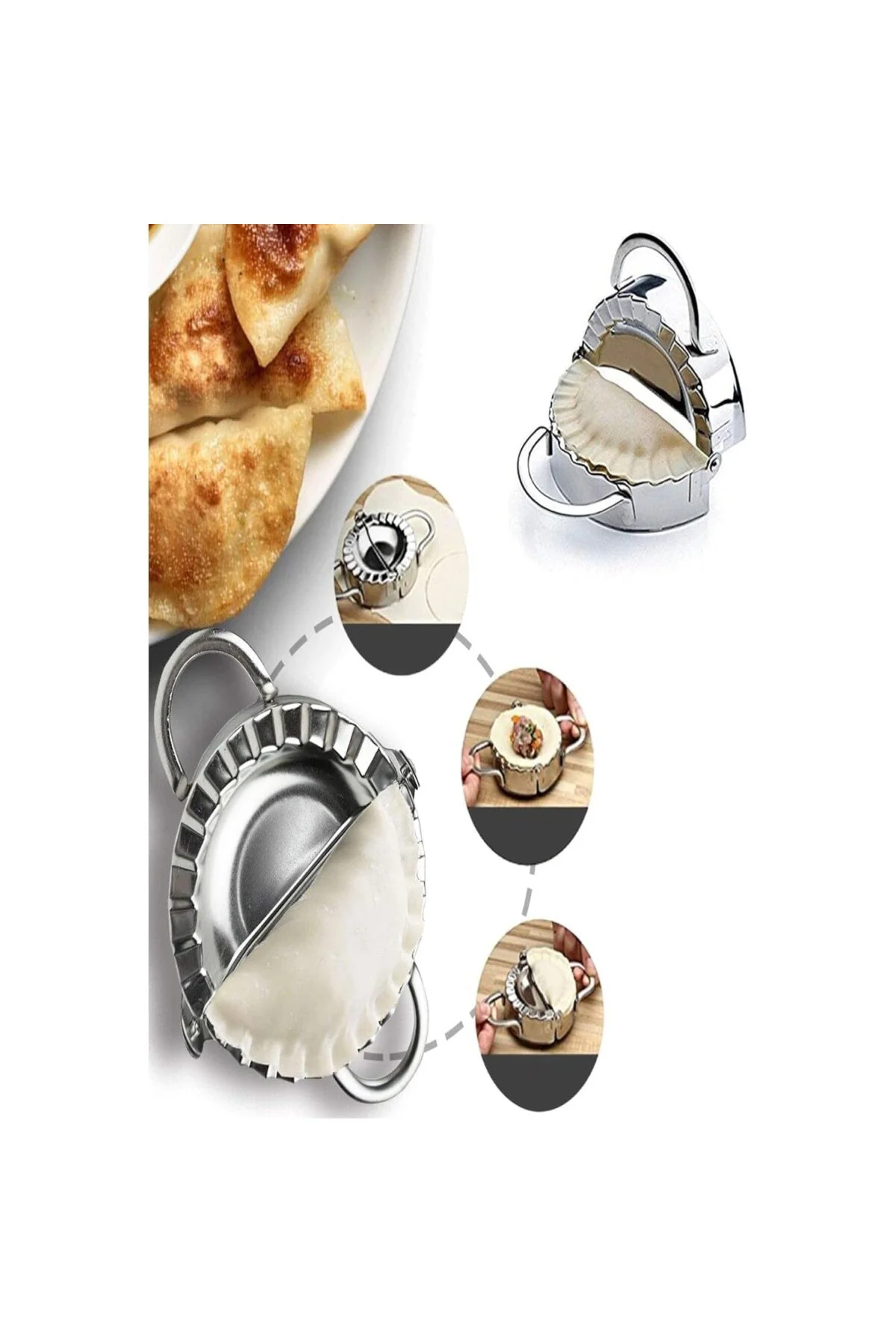 Börek Poğaça Mantı Ravioli Hamur Kapama Kalıp Aparatı Metal