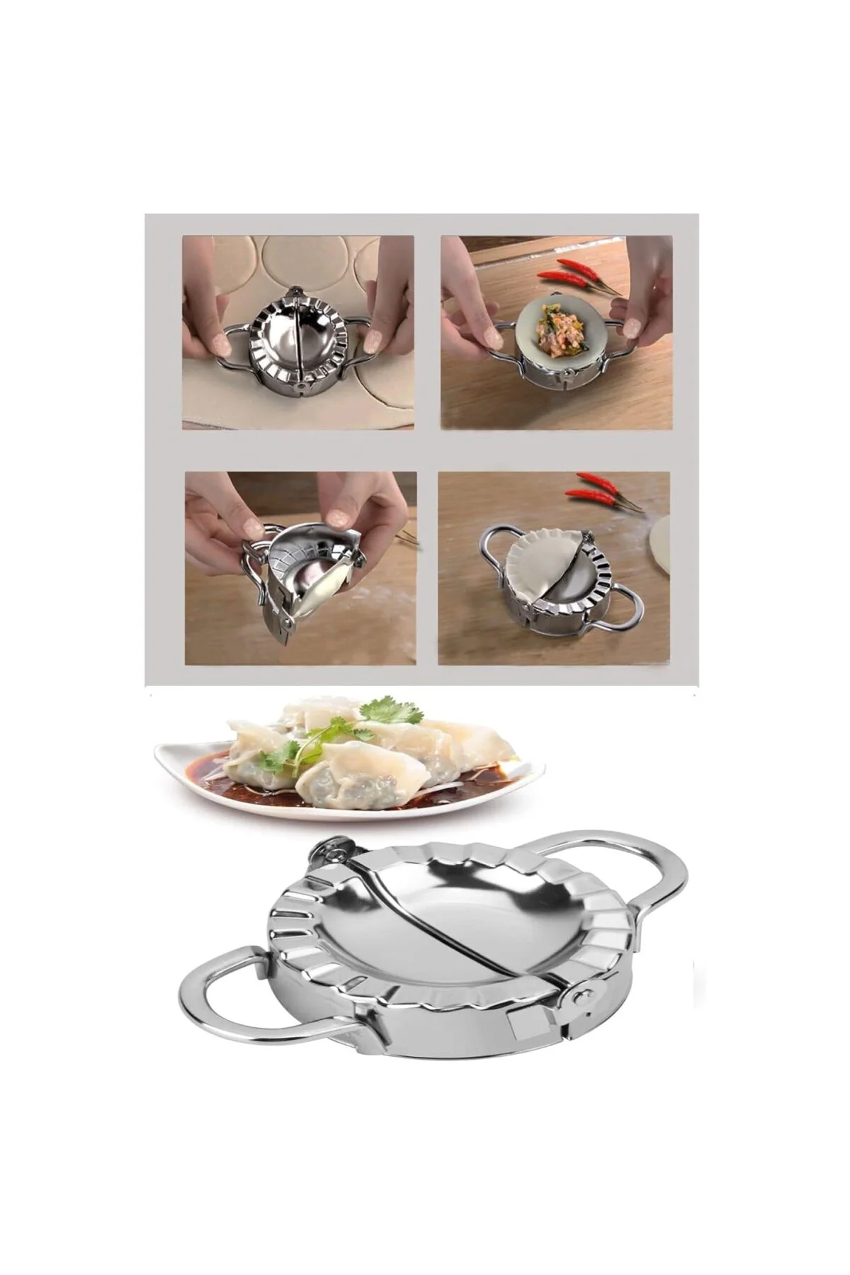 Börek Poğaça Mantı Ravioli Hamur Kapama Kalıp Aparatı Metal