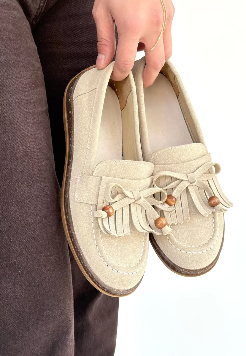 Boriy Bej Deri Tozu Süet Babet Ayakkabı