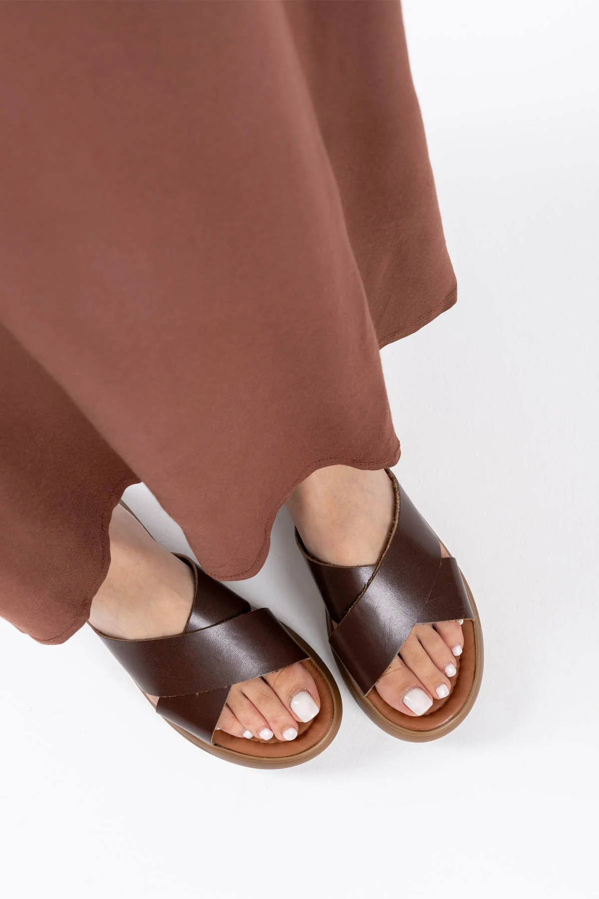 Borlina Acı Kahve Hakiki Deri Terlik