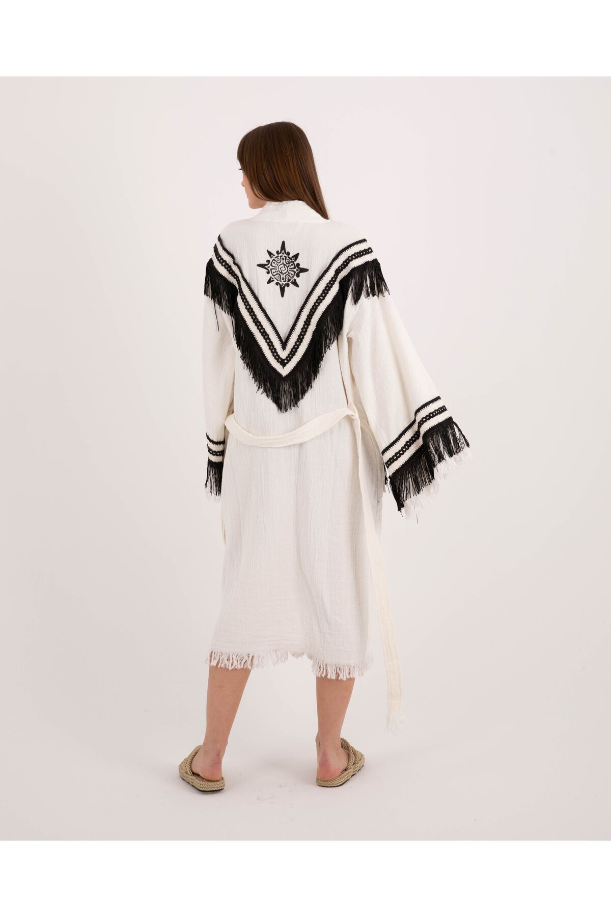Bornoz ,Plaj Kıyafeti, Sabahlık (Kimono  Tarzı )  Yaşam Çarkı Sırt Baskılı