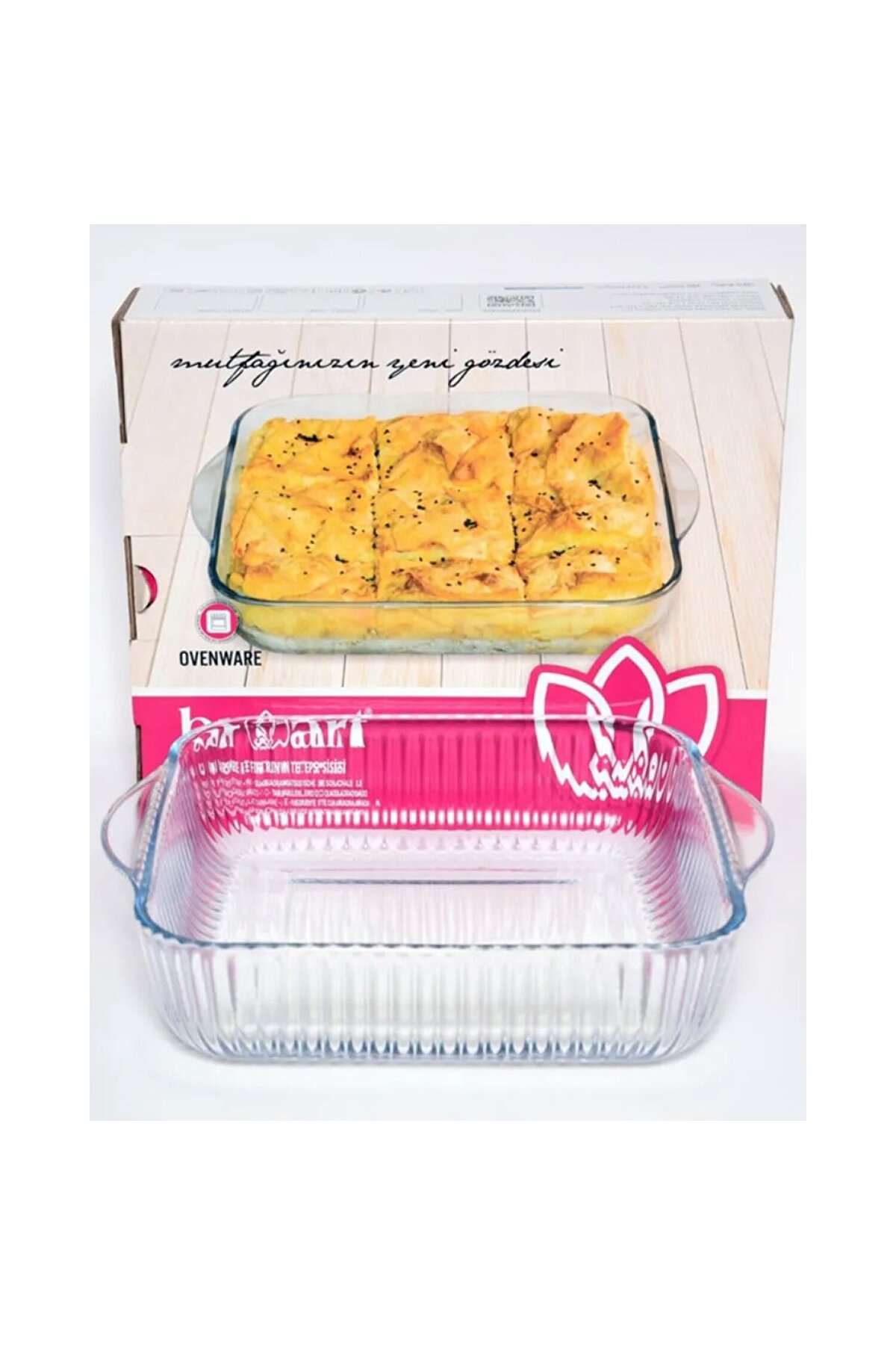 Borosilikat Cam Mega Kek Börek Kalıbı Köşeli Fırın Buzluk İçin Uy