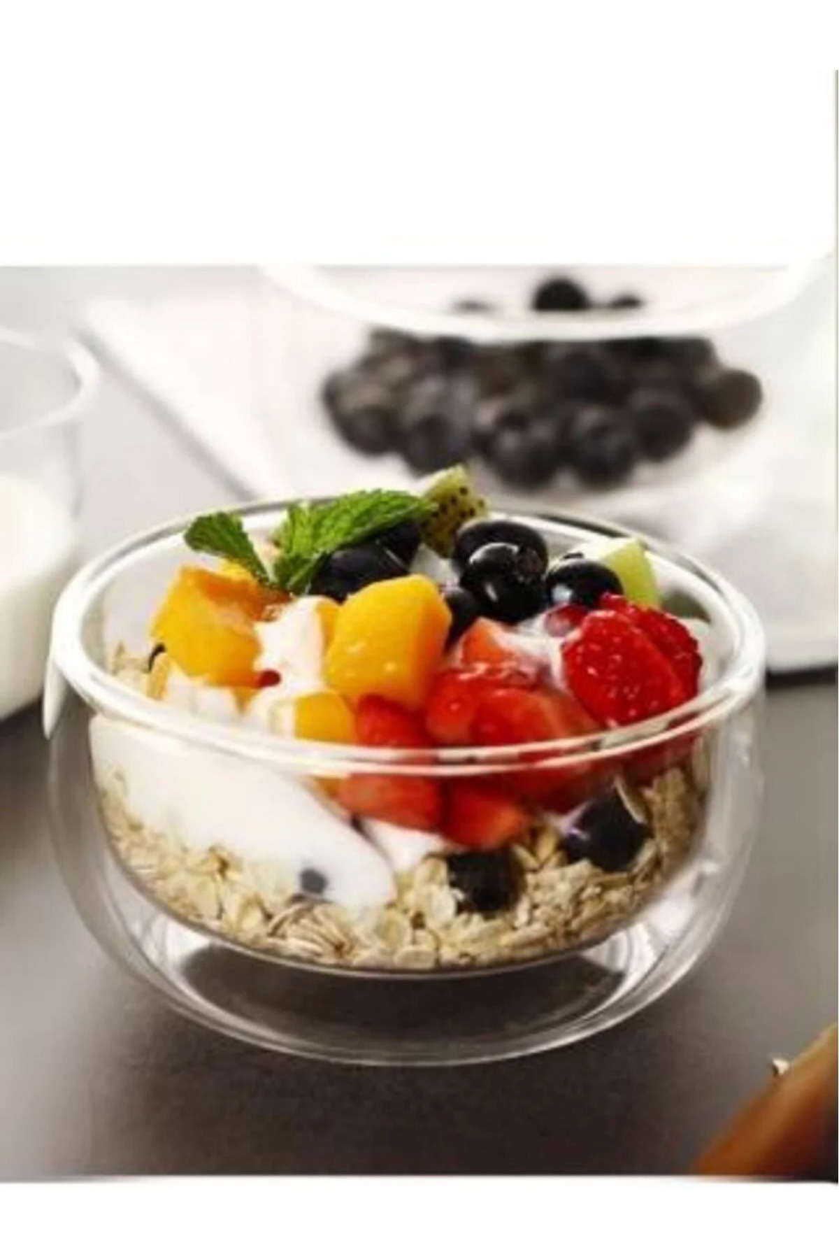 Elif Aksesuar İsıya Dayanıklı Borosilikat Çift Cidarlı Sunum Kasesi (450 Ml)