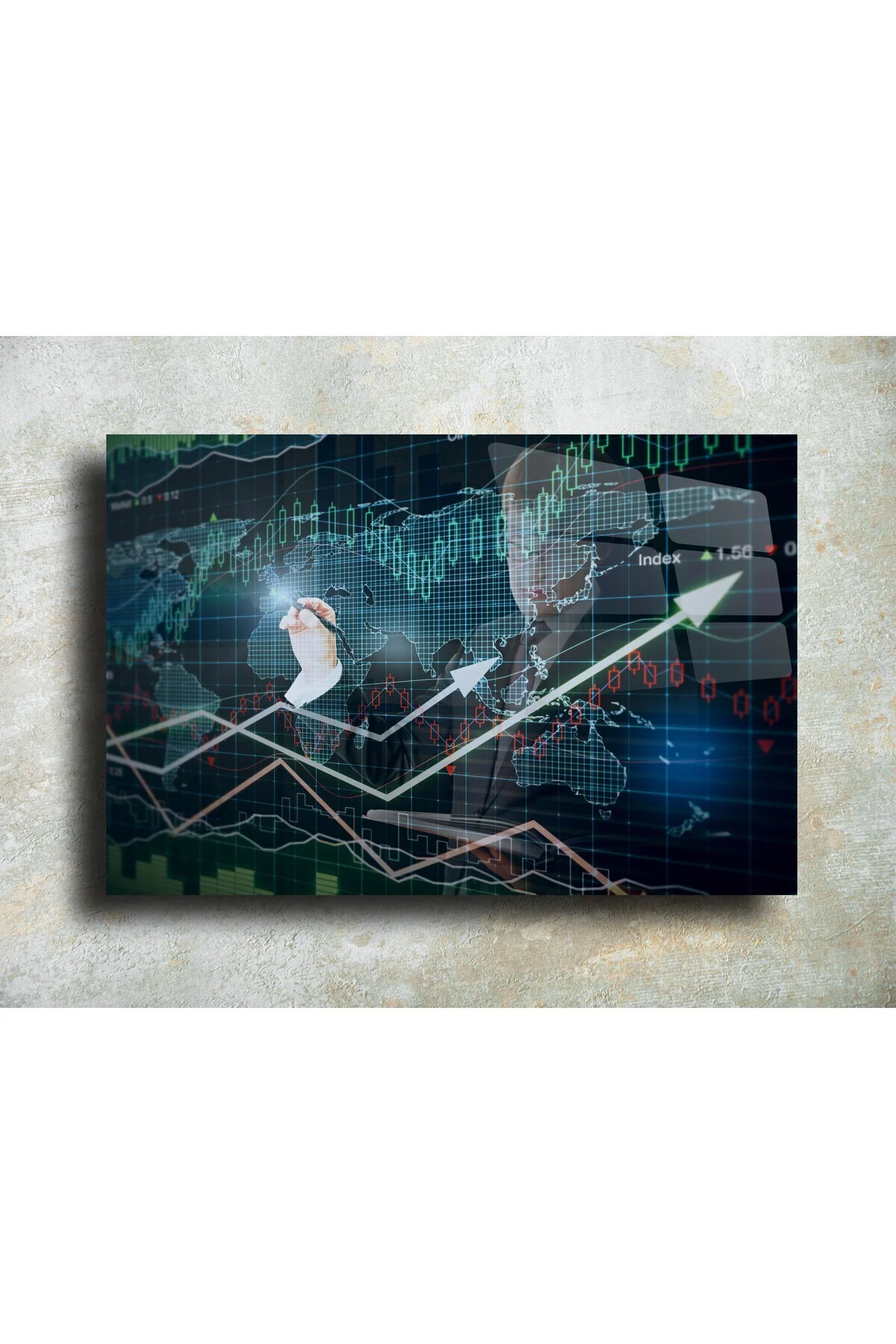 Borsa Hisse Coin Mum ve Grafikleri Cam Tablo Duvar Dekoru 9