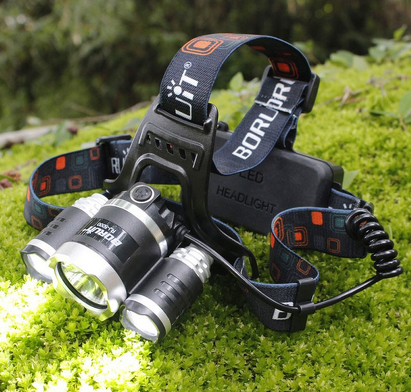 Boruit T6 Kafa Feneri 5000 Lumens 3Xcree Xm-T6+2R5 Lamba Led Kamp