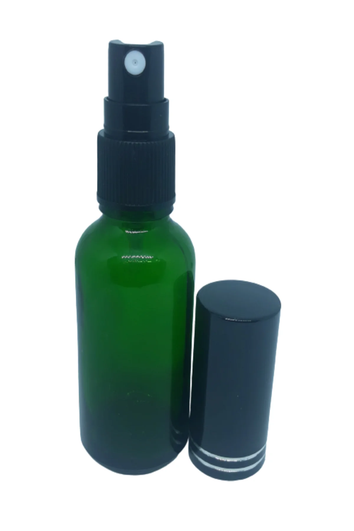 BOŞ PARFÜM VE KOLONYA ŞİŞESİ 30 ML 5 ADET BOŞ YEŞİL ŞİŞE SİYAH METAL KAPAK