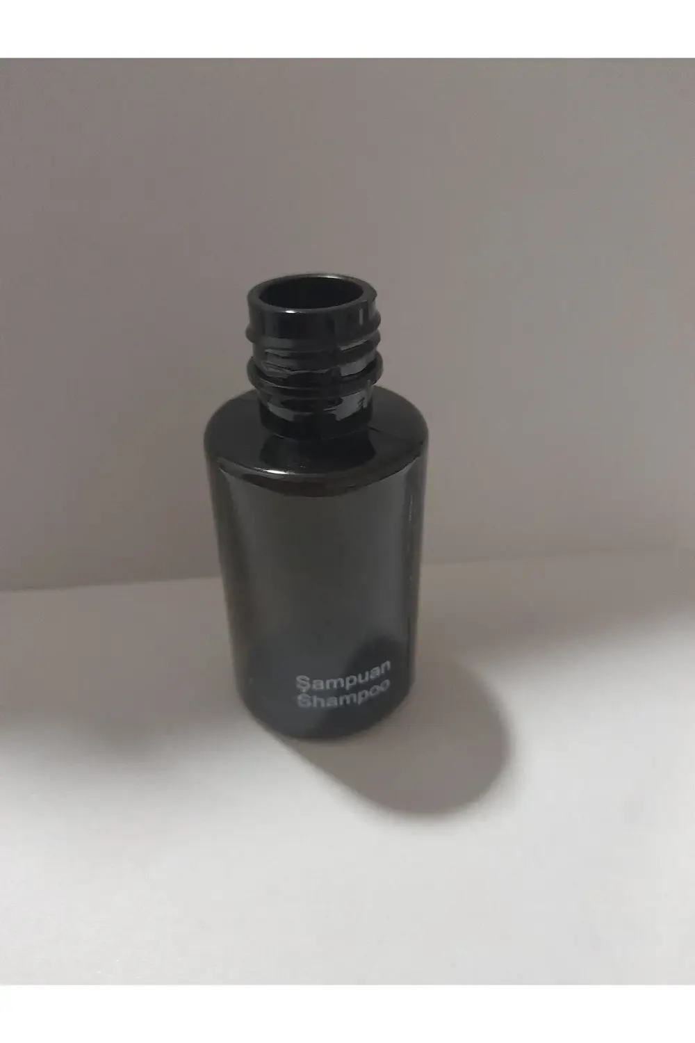 Boş Şampuan Shampoo Baskılı Siyah Şişe . Otel Tipi Mini Şişe.seya