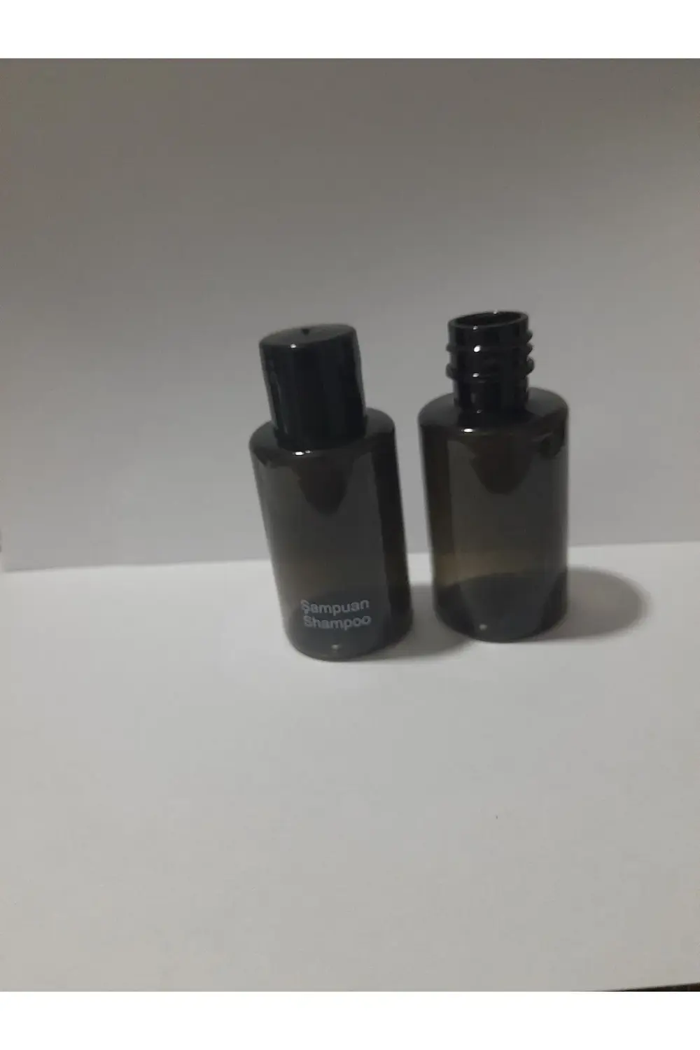 Boş Şampuan Shampoo Baskılı Siyah Şişe . Otel Tipi Mini Şişe.seya