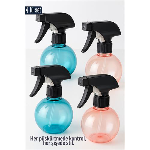 Boş Sprey Şişe 4 x 250 ml 4 ADET 250 ml Renkli Sprey Şişe – 4’lü