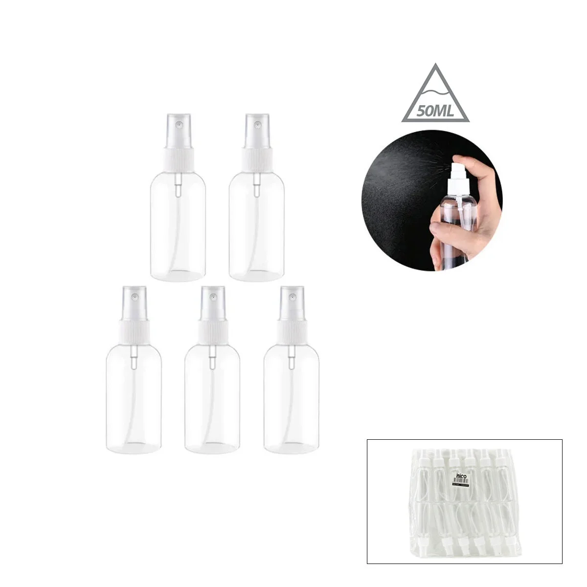 Boş Sprey Şişesi - Plastik - 50 ml - Şeffaf Boş Sprey Şişesi - Plastik - 50 ml - Şeffaf