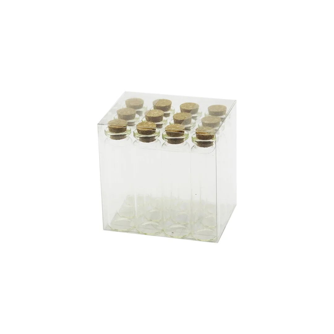Boş Tüp Cam Şişe - 20 ml - Mantar Kapak
