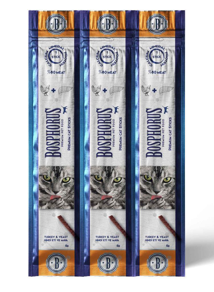 Bosphorus Hindi Etli ve Mayalı Kedi Ödül Stick 3x5 Gr Bosphorus Hindi Etli ve Mayalı Kedi Ödül Stick 3x5 Gr