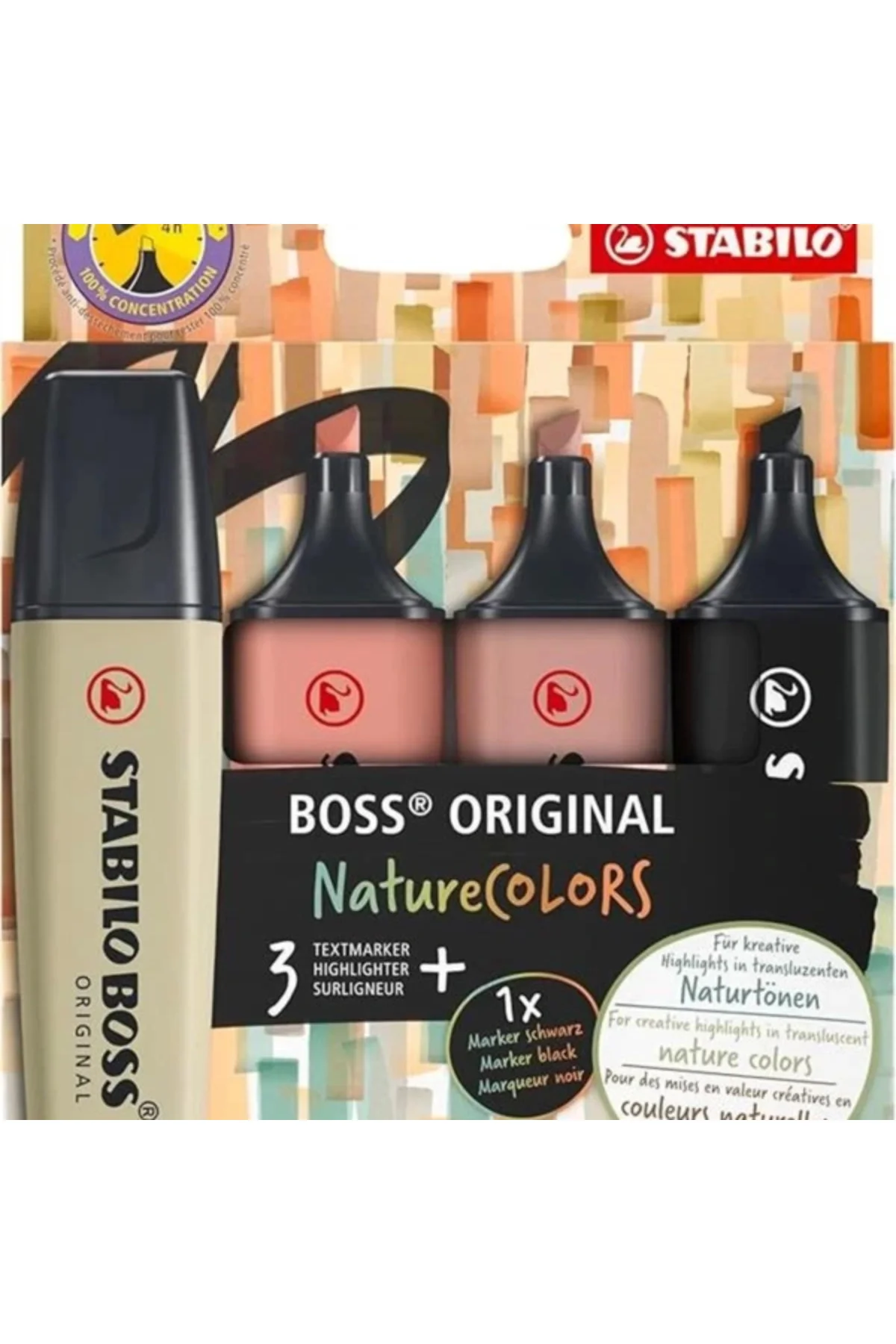 BOSS ORIGINAL NatureCOLORS Fosforlu Kalem 4'lü Paket Çeşitli Renkler