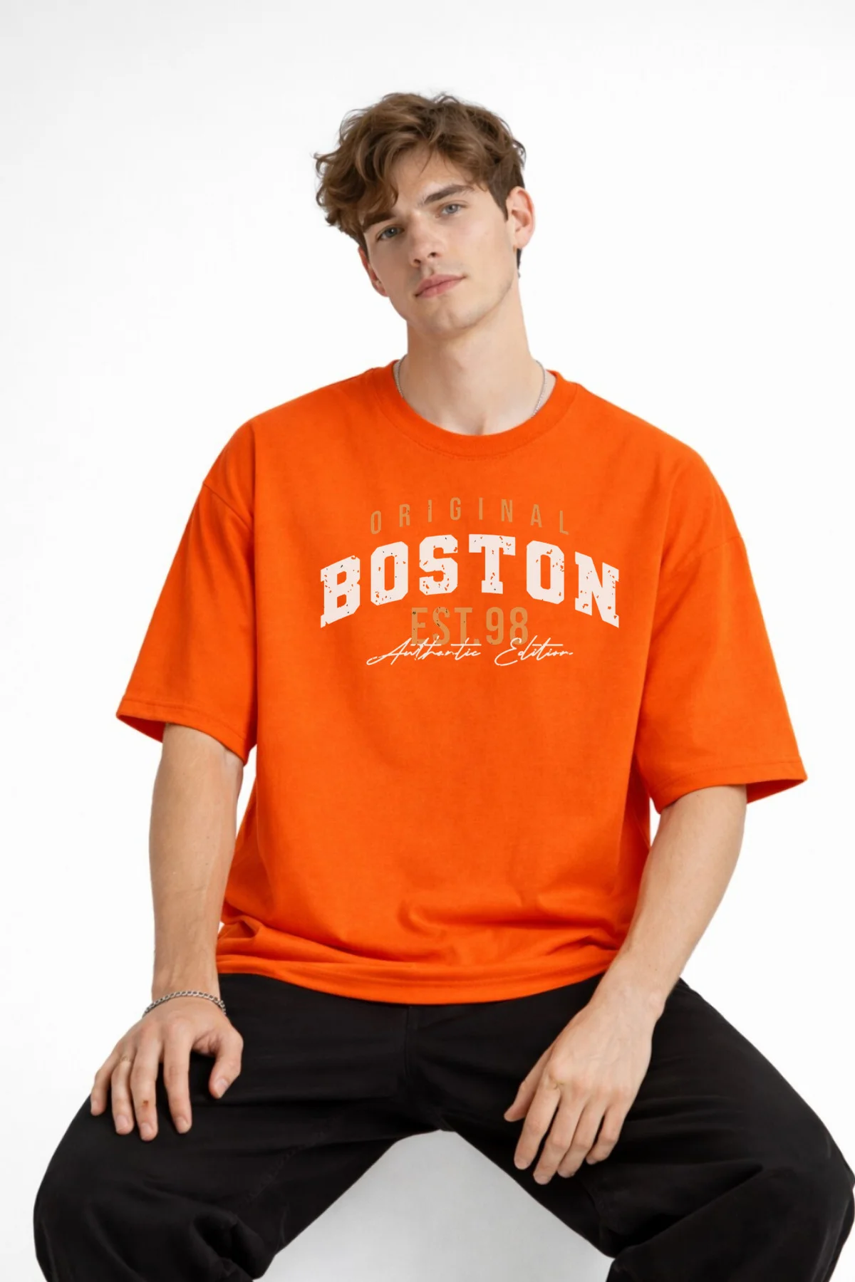 Boston - Baskılı Oversize Tişört TURUNCU Fiyatı, Yorumları ve Özellikleri