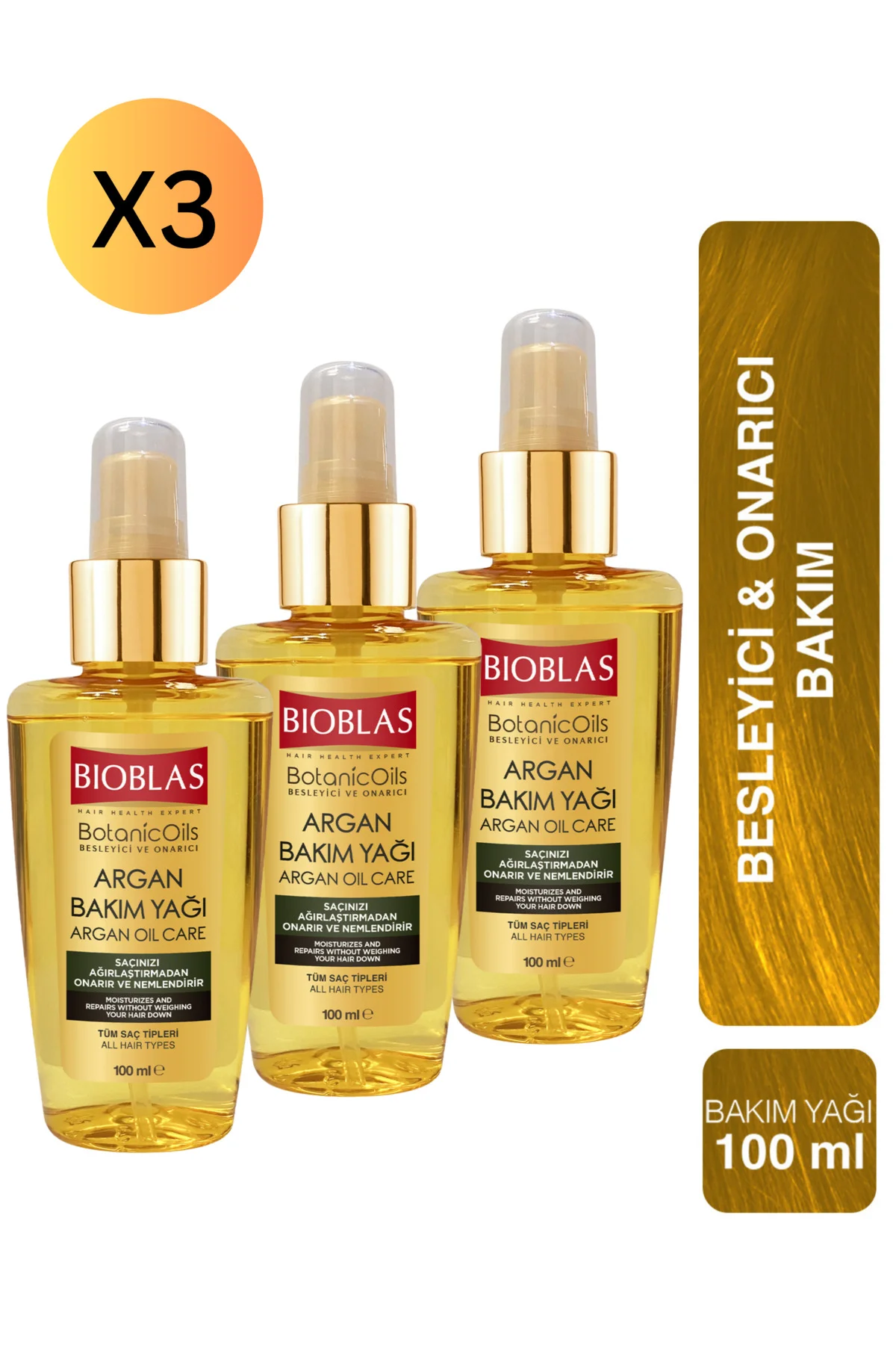 Botanic Oils Argan Bakımı Onarıcı Saç Bakım Yağı 100 ml 3 Adet