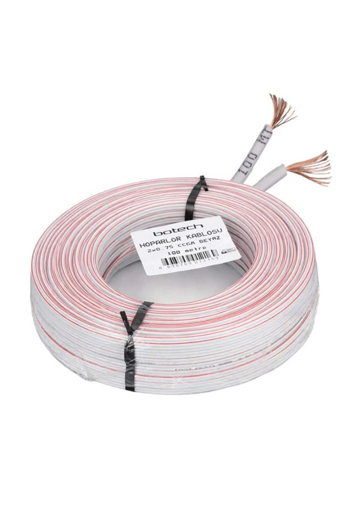 Botech 2X0.75Mm Ccam 48 Tel Beyaz Kırmızı Kodlu 100 Metre Cca Hop