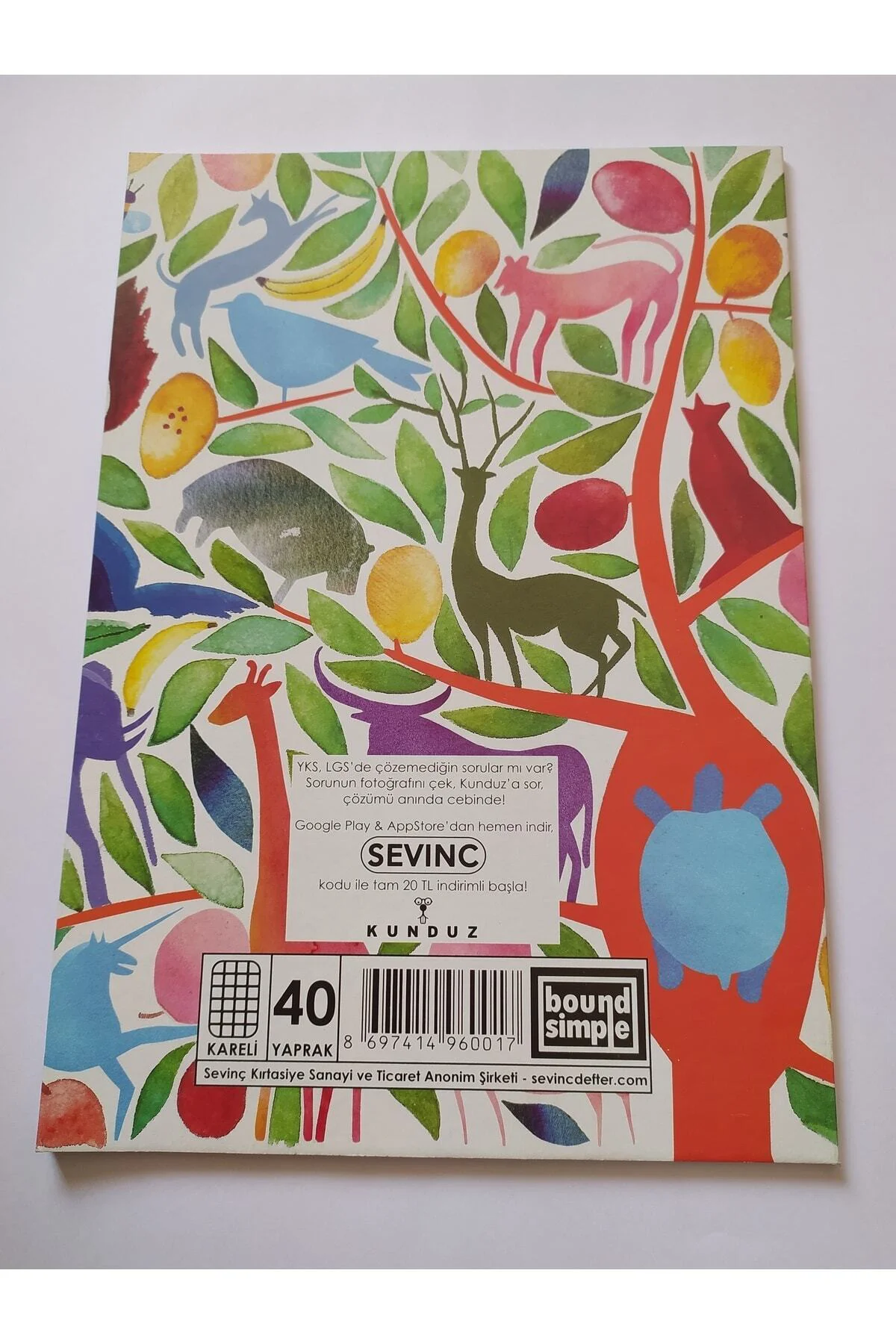 Bound Simple A4 40 Yaprak Tek Ortalı Kareli Kk Okul Defteri - 12 
