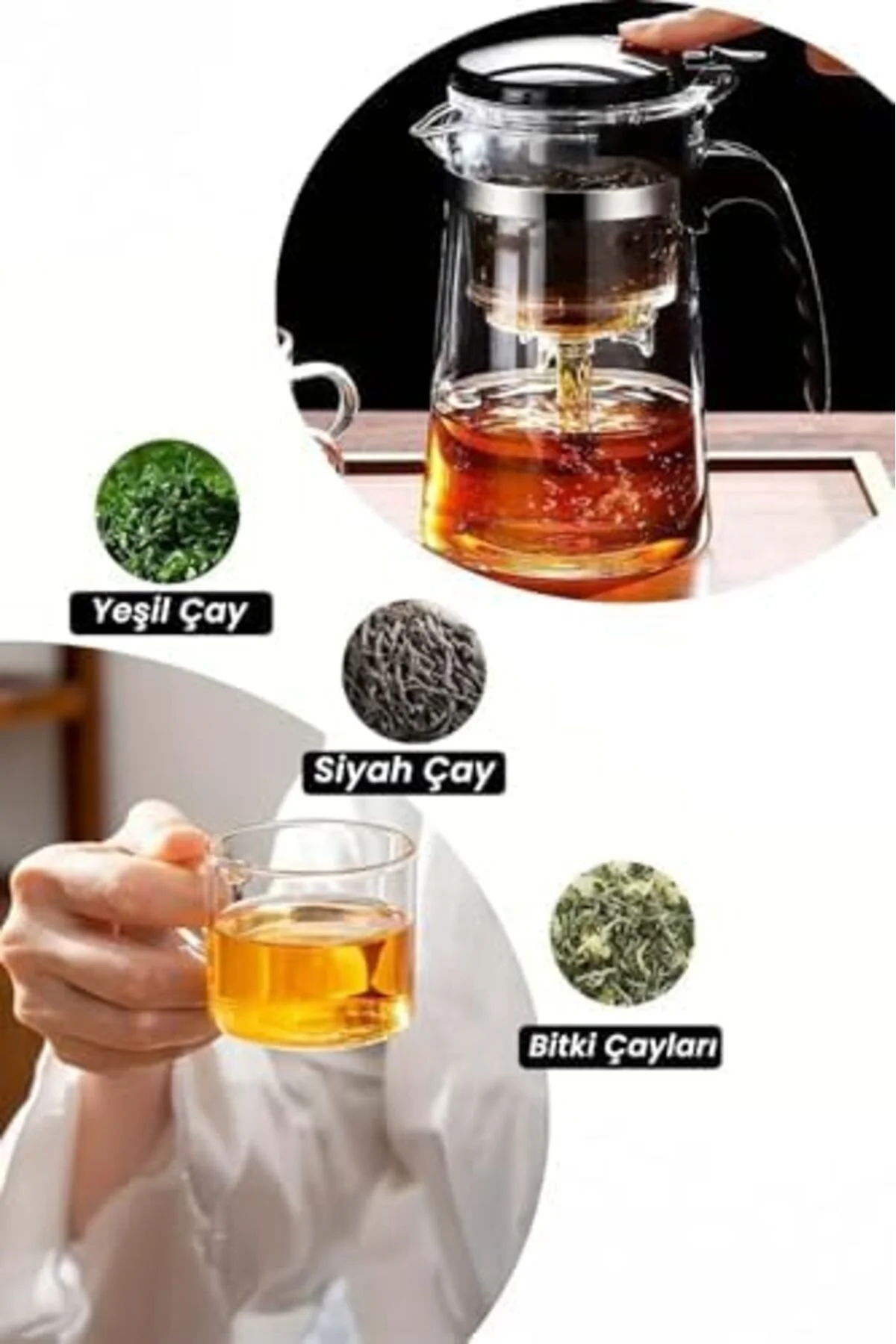 BoutiqueSell Sihirli Borosilikat Cam Demlik 900 ml Dayanıklı & Te