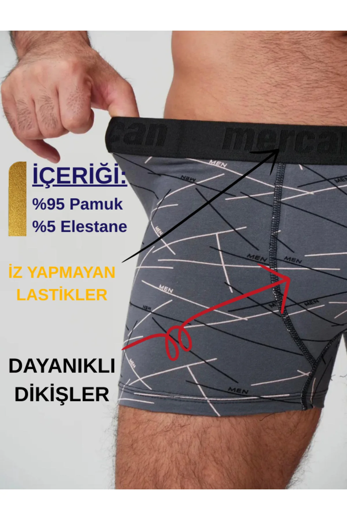 BOXER (PİRAMİT-GEYİK-MEN) DESENLİ 3'lü PAKET, Yüksek Kalite