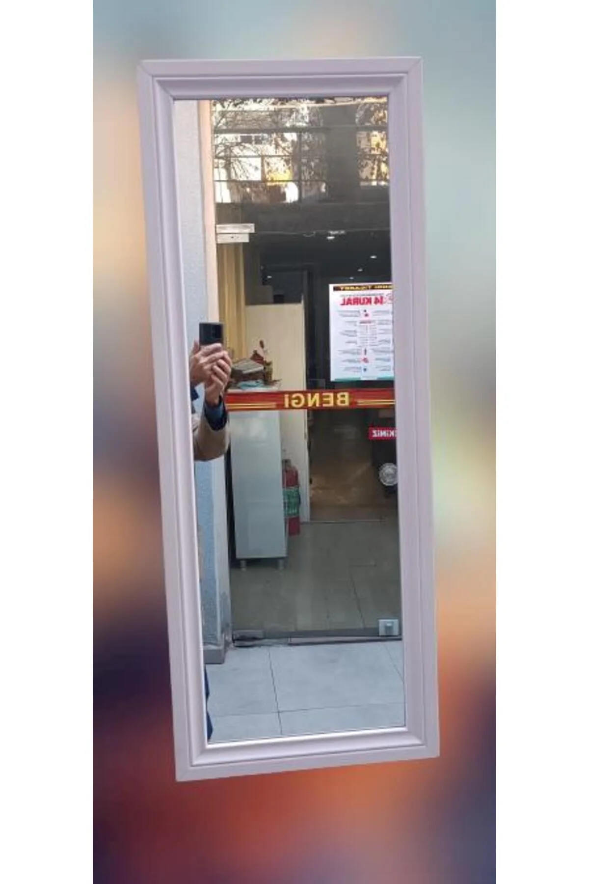Boy 90009 Ayna MDF lam Çerçeve 1 Sınıf Ayna Parlak Beyaz Boya Kutu sevk El yapım - Görsel 6
