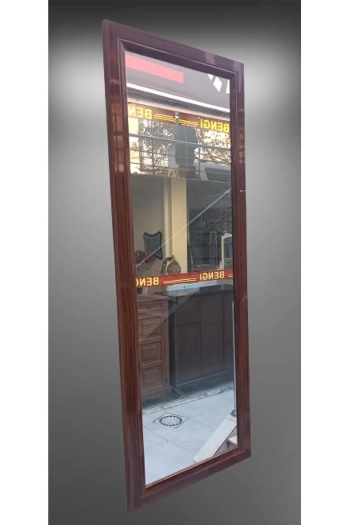 Boy 90021 Ayna MDF lam Çerçeve 1 Sınıf Ayna Parlak Ceviz Boya Kutu Sevk El yapım - Görsel 3