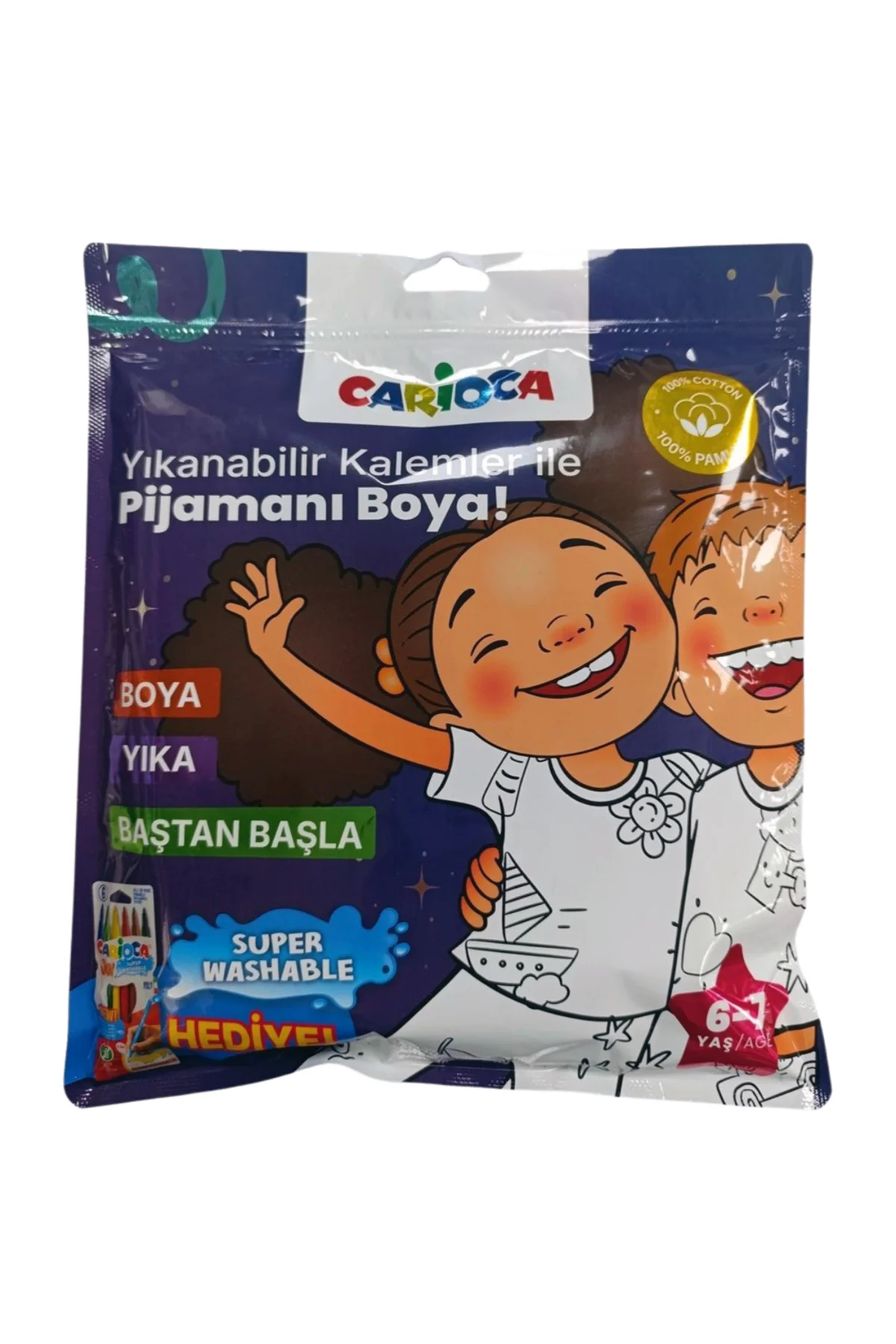 Boyanabilir Pijama-Keçeli 6-7 Yaş Kalem Hediyeli Ln-80013
