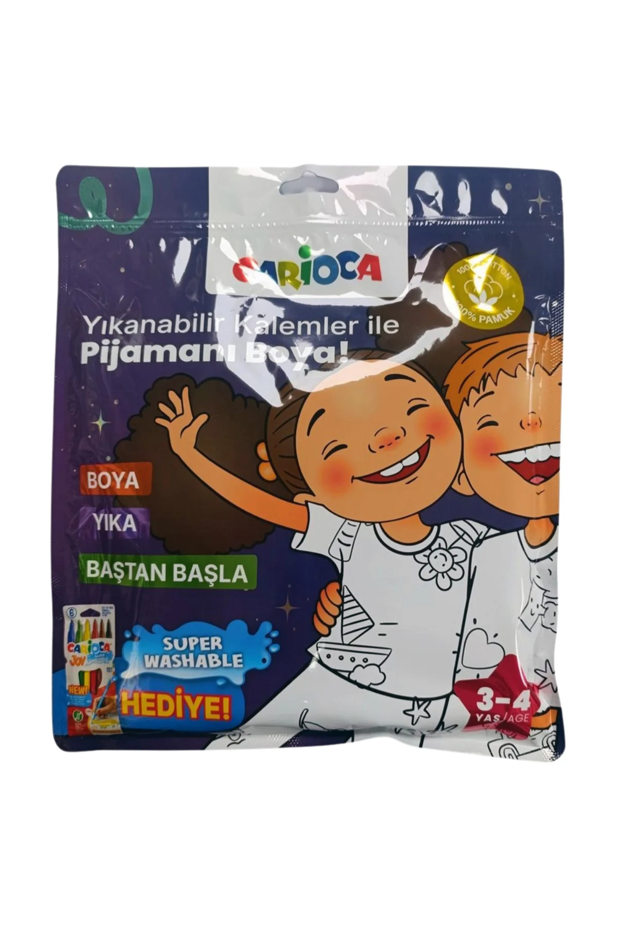 Boyanabilir Pijama-Keçeli 3-4 Yaş Kalem Hediyeli Ln-80010