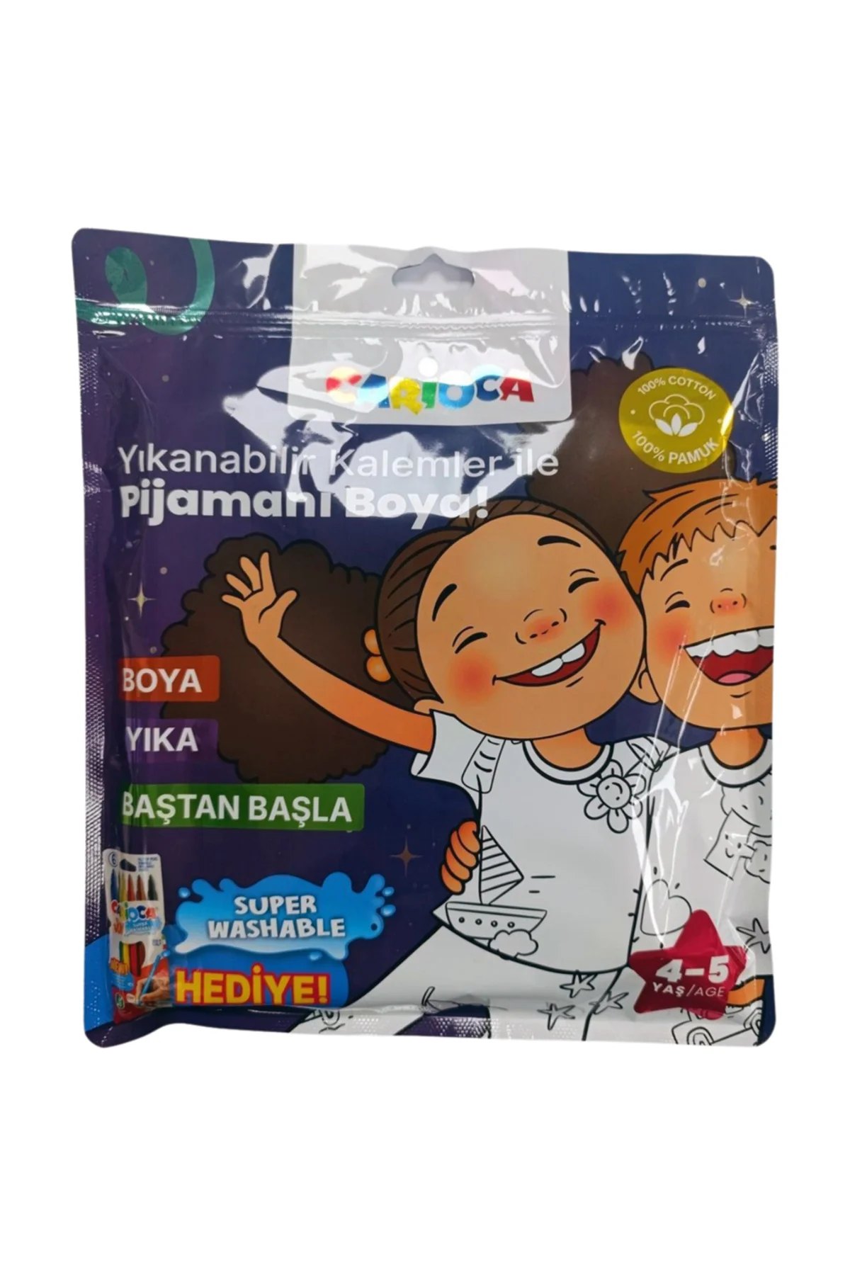 Boyanabilir Pijama-Keçeli 4-5 Yaş Kalem Hediyeli Ln-80011