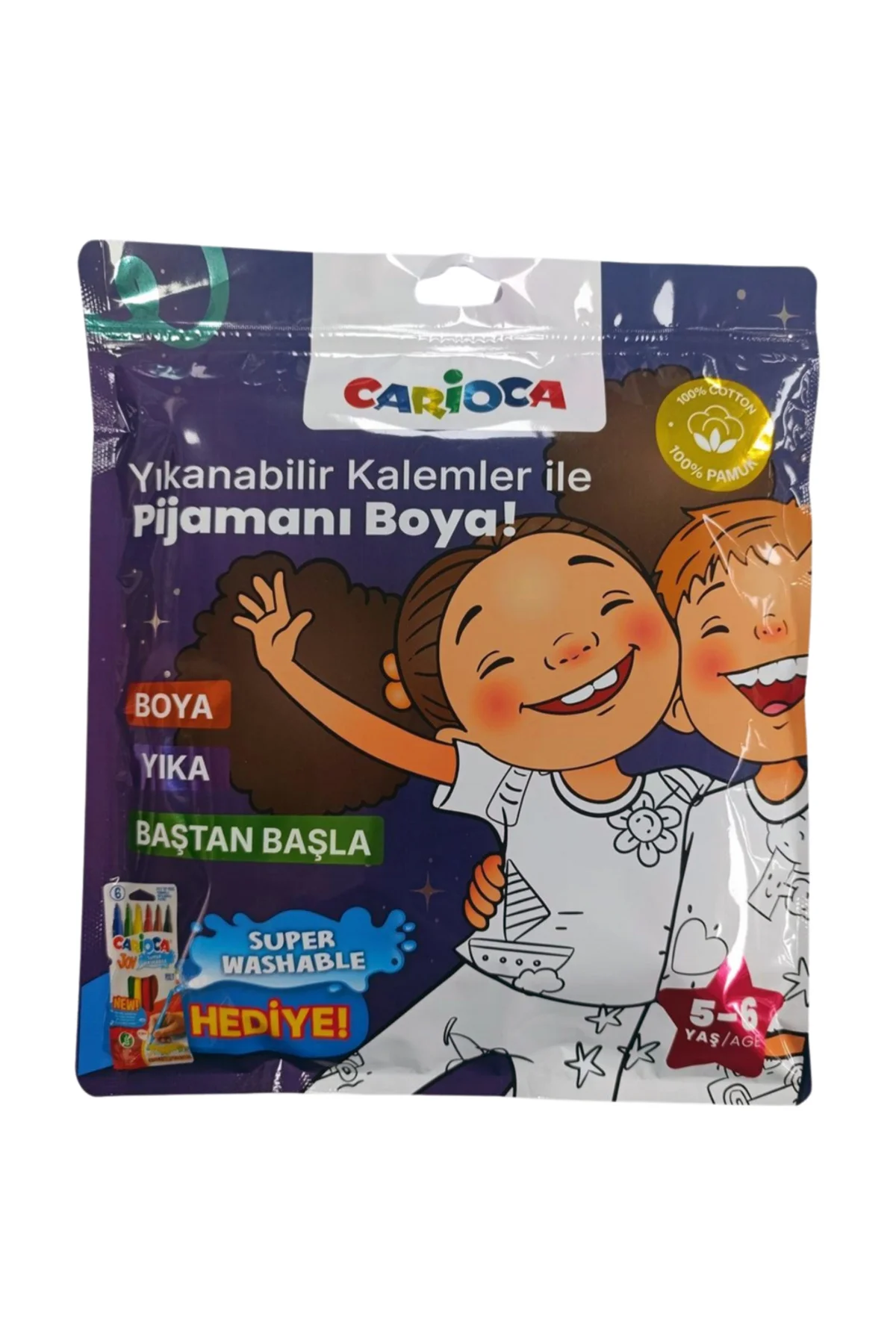 Boyanabilir Pijama-Keçeli 5-6 Yaş Kalem Hediyeli Ln-80012