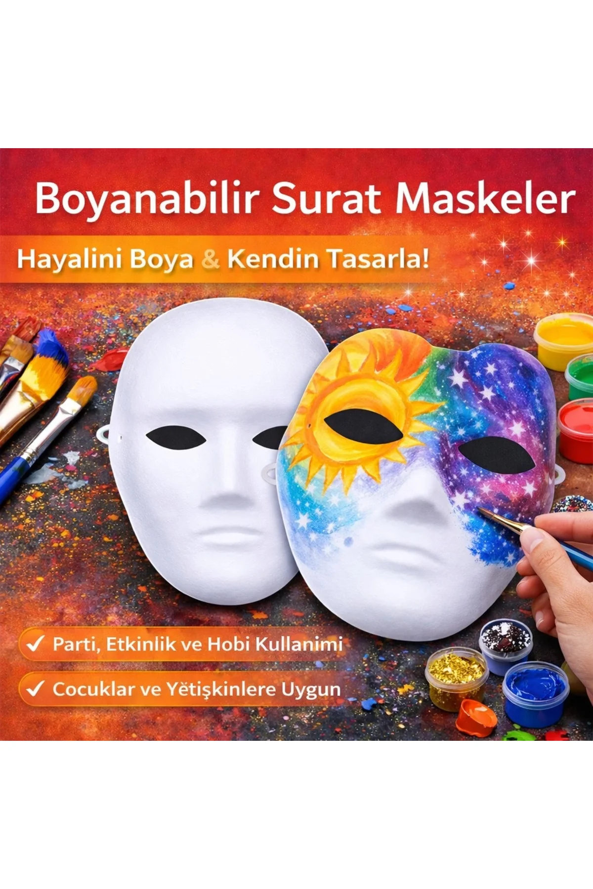 Boyanabilir Surat Model Maske – Lastikli | Kendin Tasarla Boyanabilir Surat Model Maske – Lastikli | Kendin Tasarla - Görsel 2