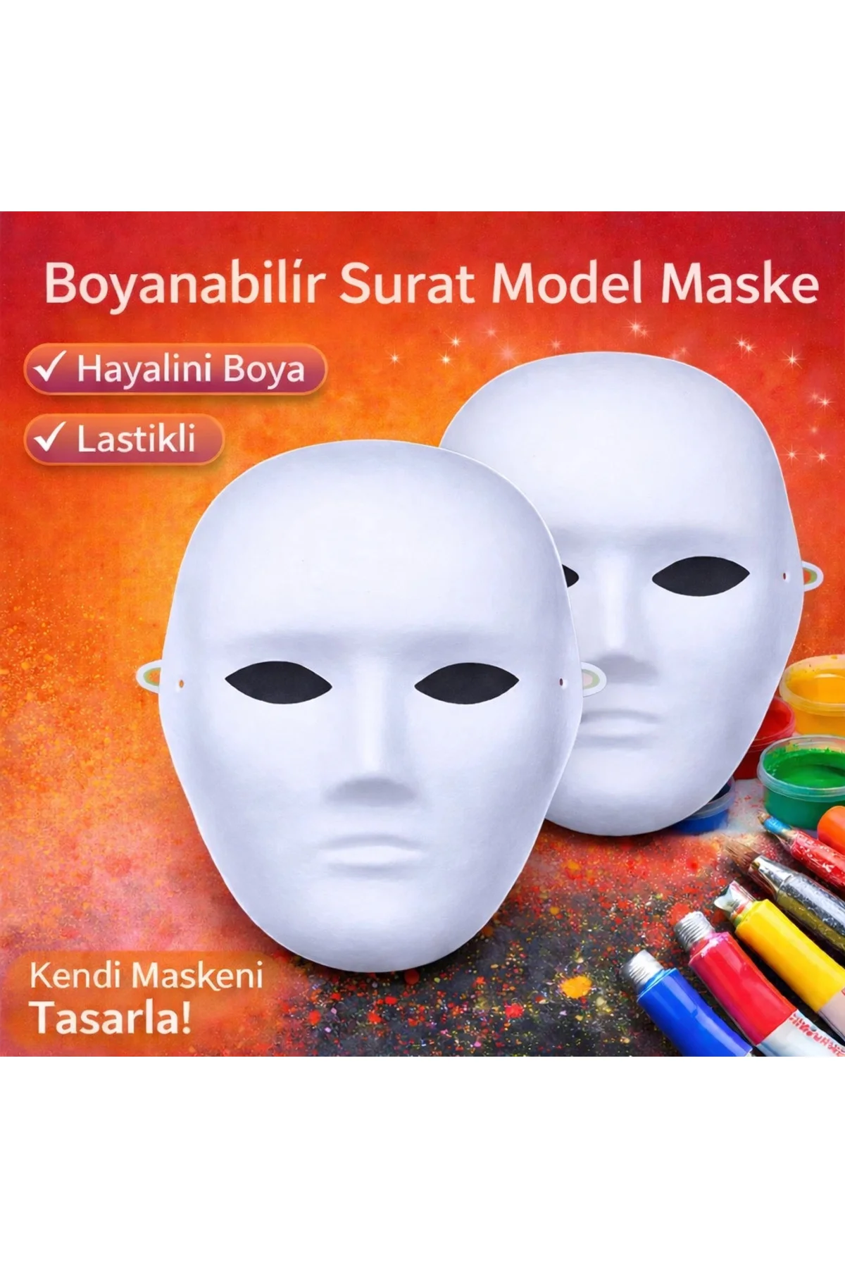 Boyanabilir Surat Model Maske – Lastikli | Kendin Tasarla Boyanabilir Surat Model Maske – Lastikli | Kendin Tasarla