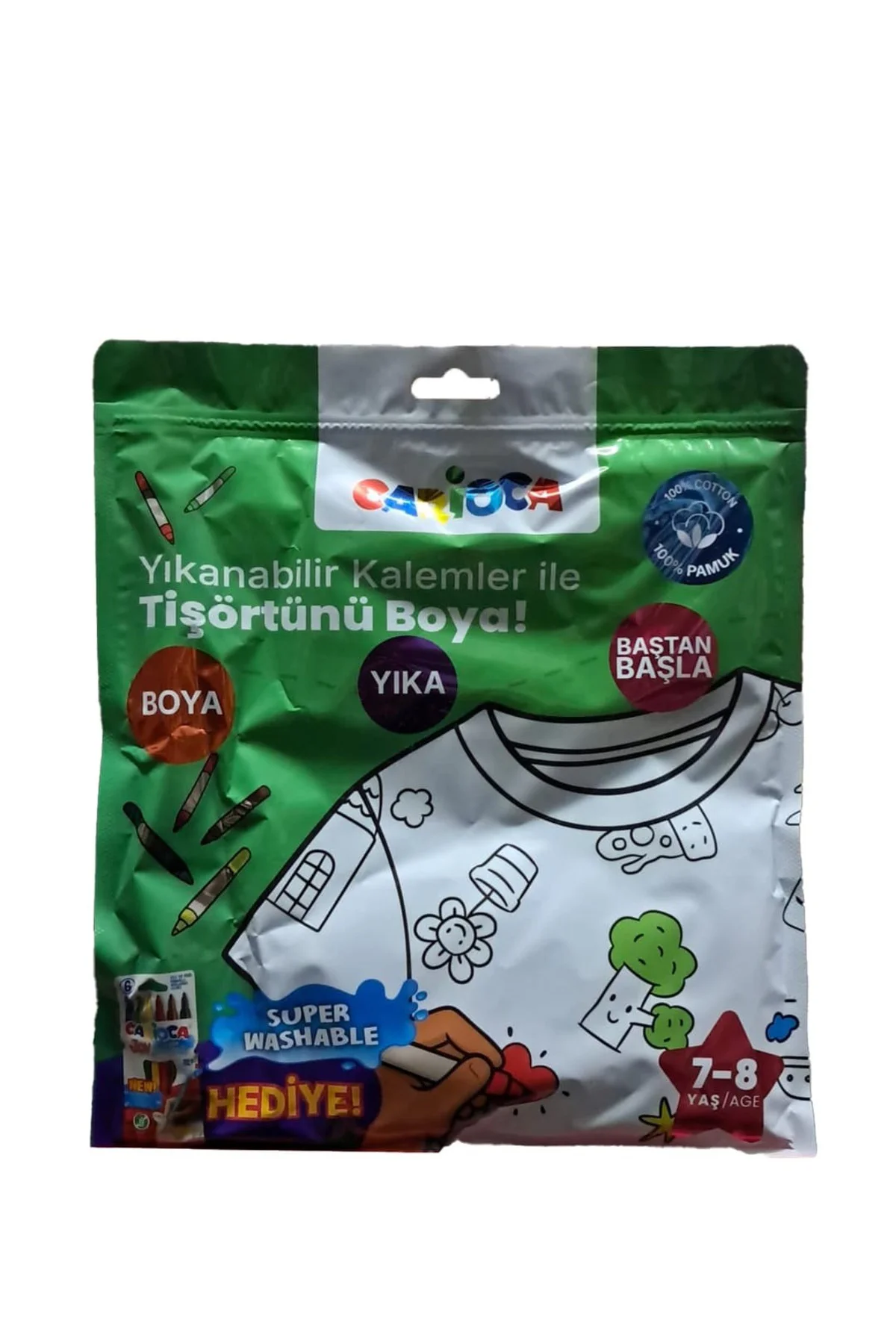 Boyanabilir Tişört-Keçeli 7-8 Yaş Kalem Hediyeli