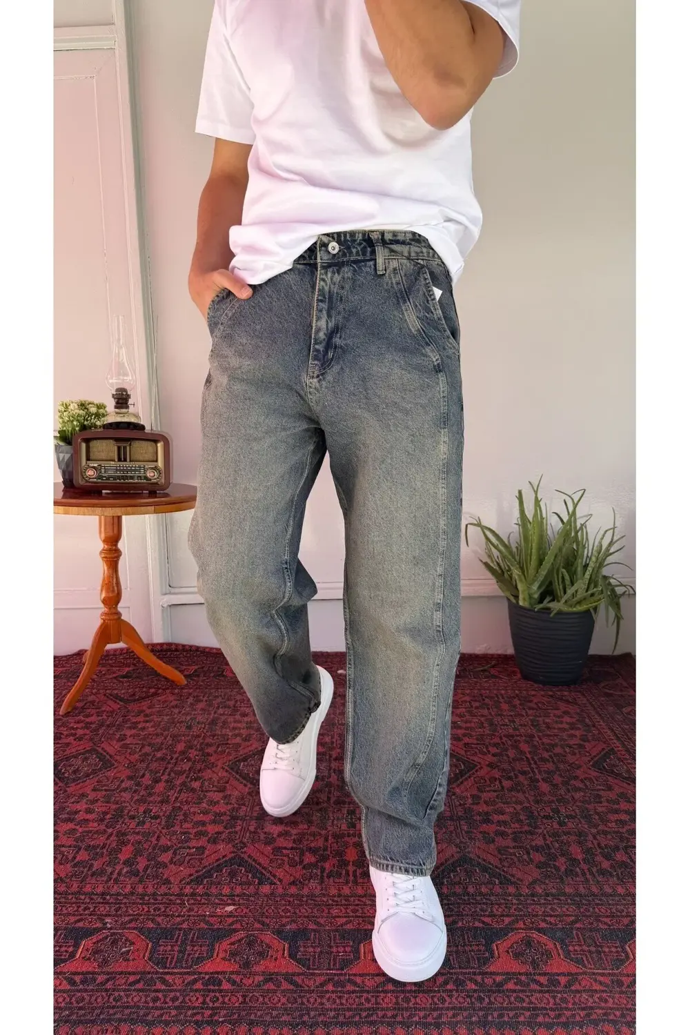Boydan Dikiş Detaylı Relax Baggy Jean