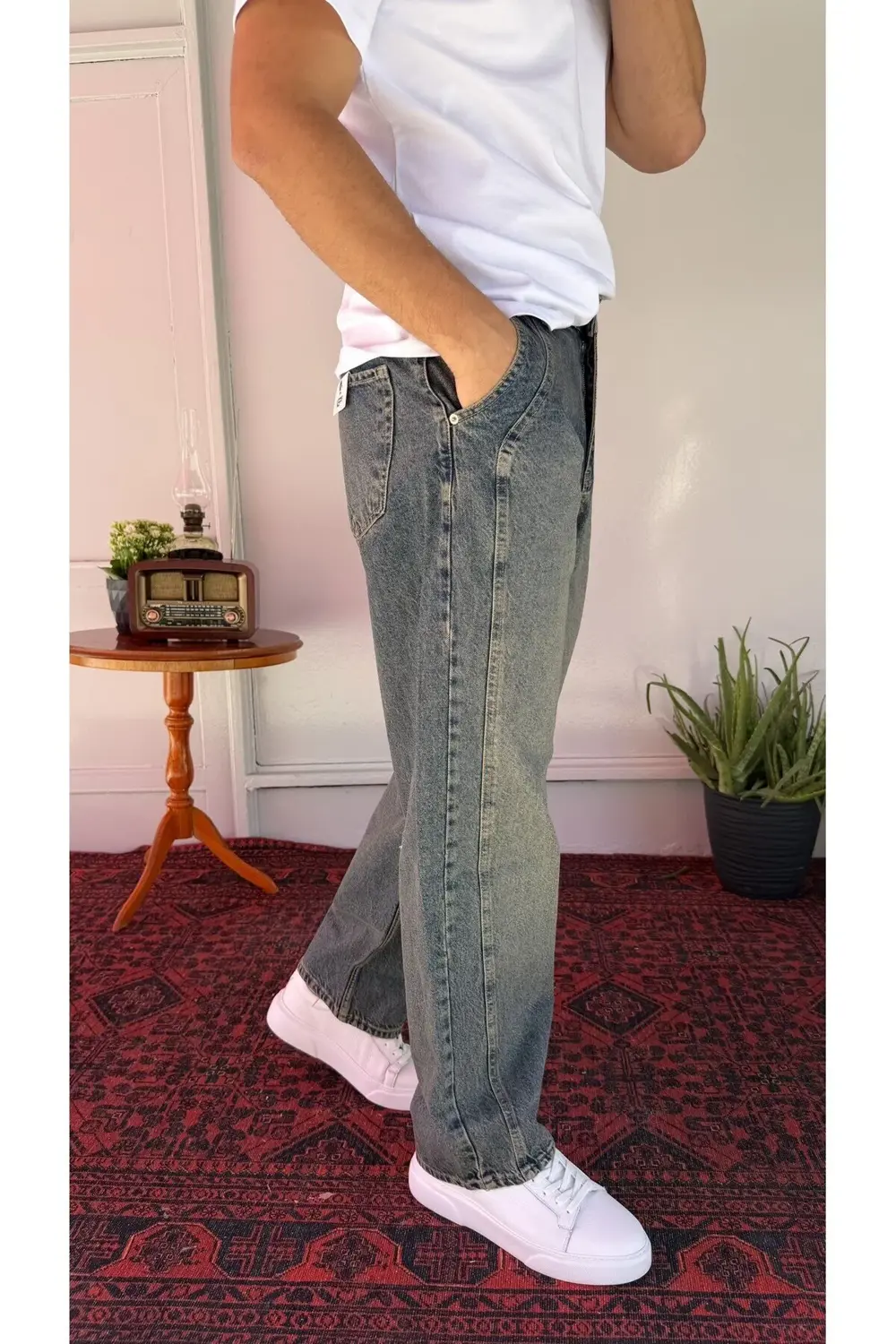 Boydan Dikiş Detaylı Relax Baggy Jean